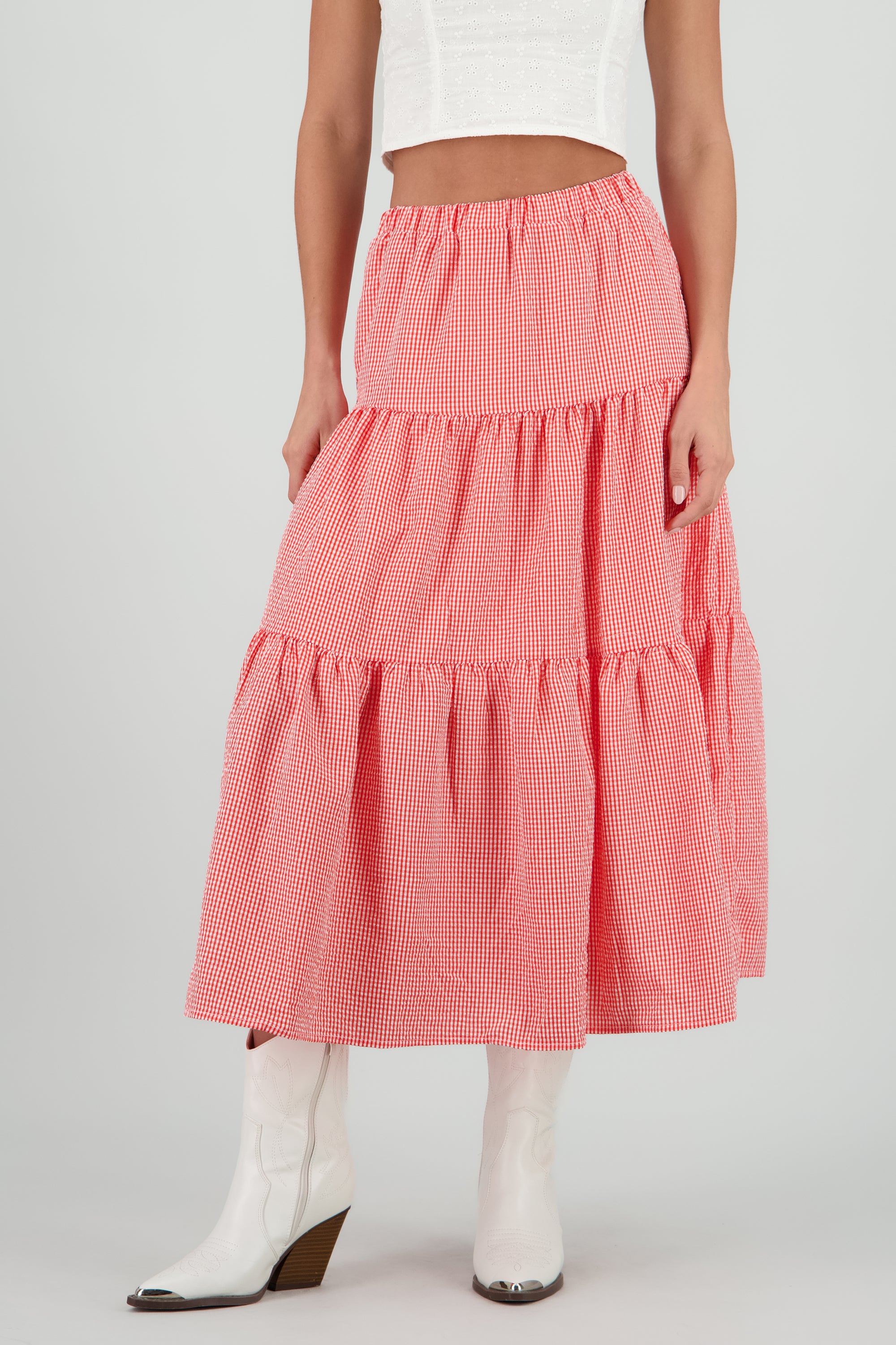 Falda midi resorte olanes ROJO