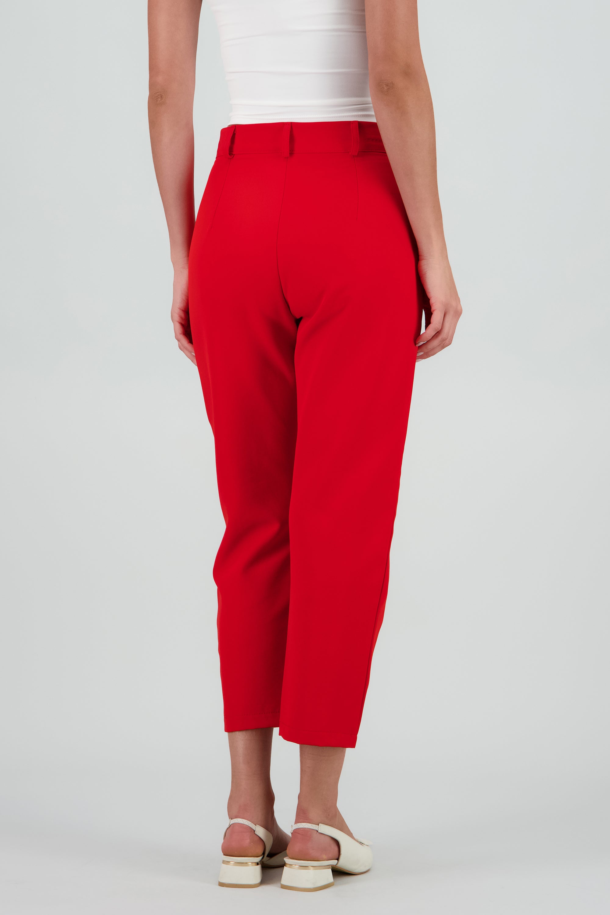 Pantalón Cintura Alta Capri Bolsas ROJO