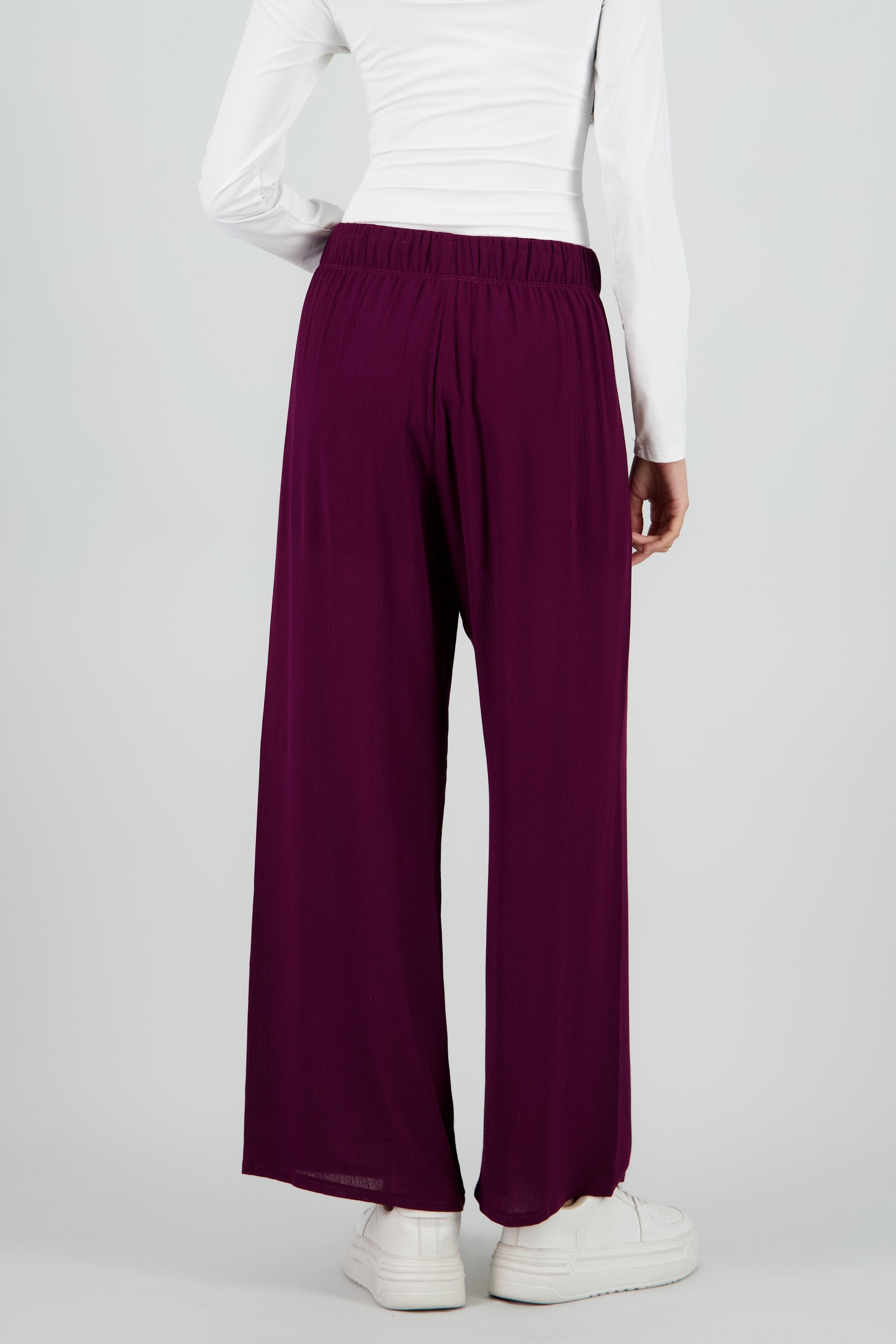 Pantalón Wide Leg Cintura Elástico CIRUELA