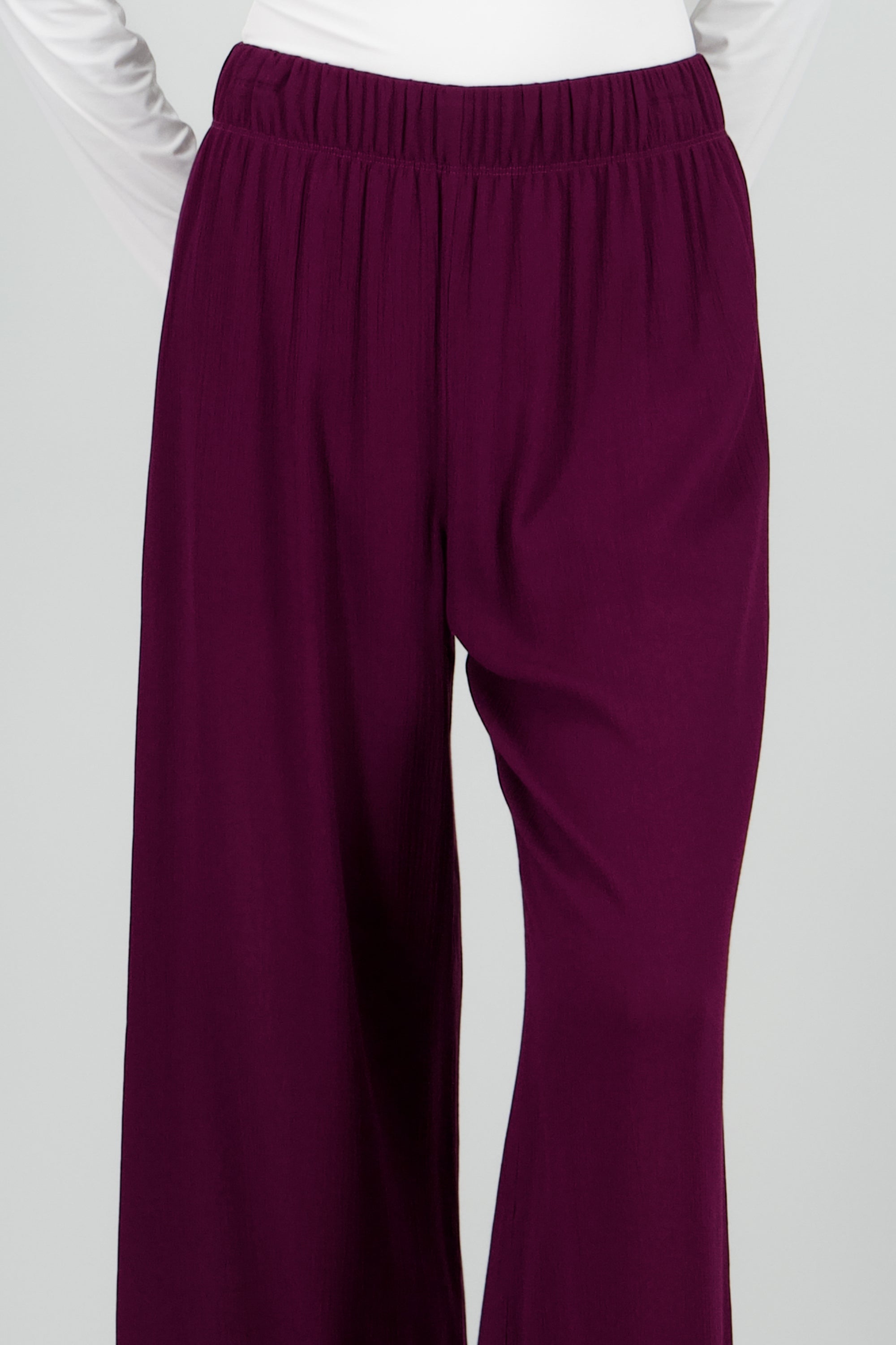 Pantalón Wide Leg Cintura Elástico CIRUELA