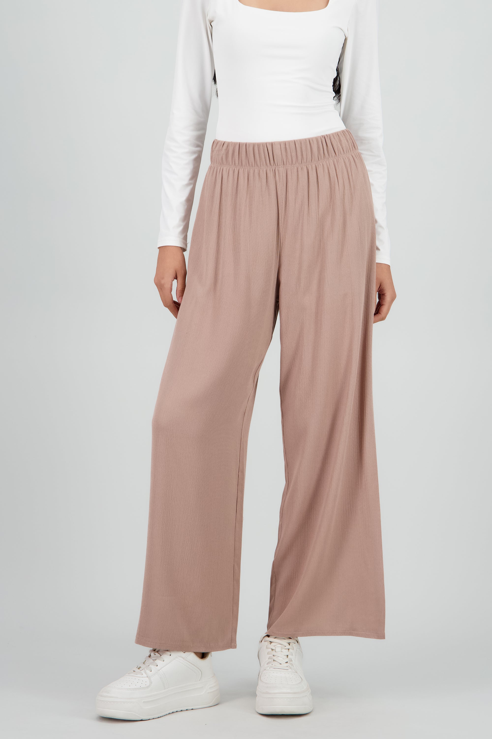 Pantalón Wide Leg Cintura Elástico CAFE