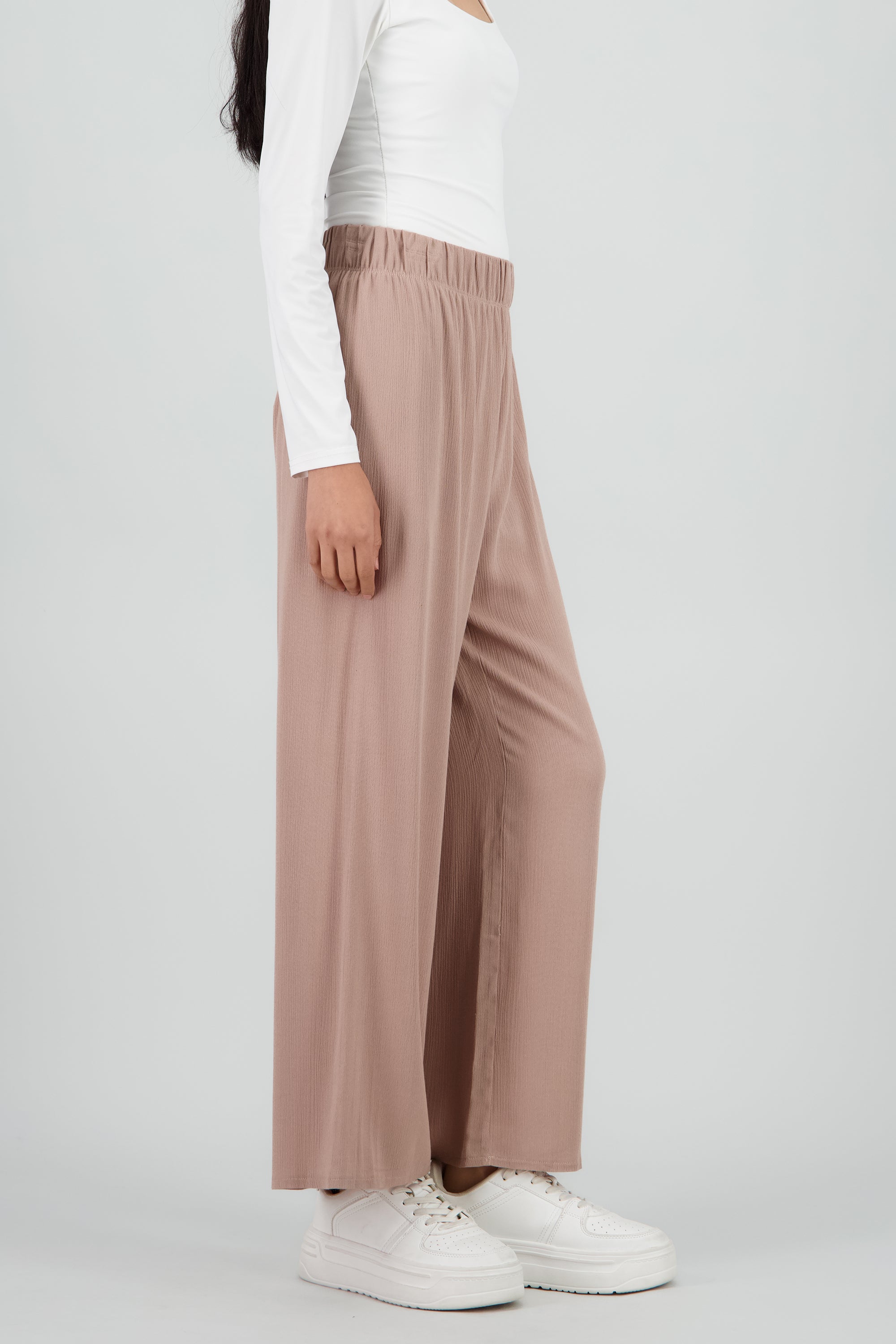 Pantalón Wide Leg Cintura Elástico CAFE