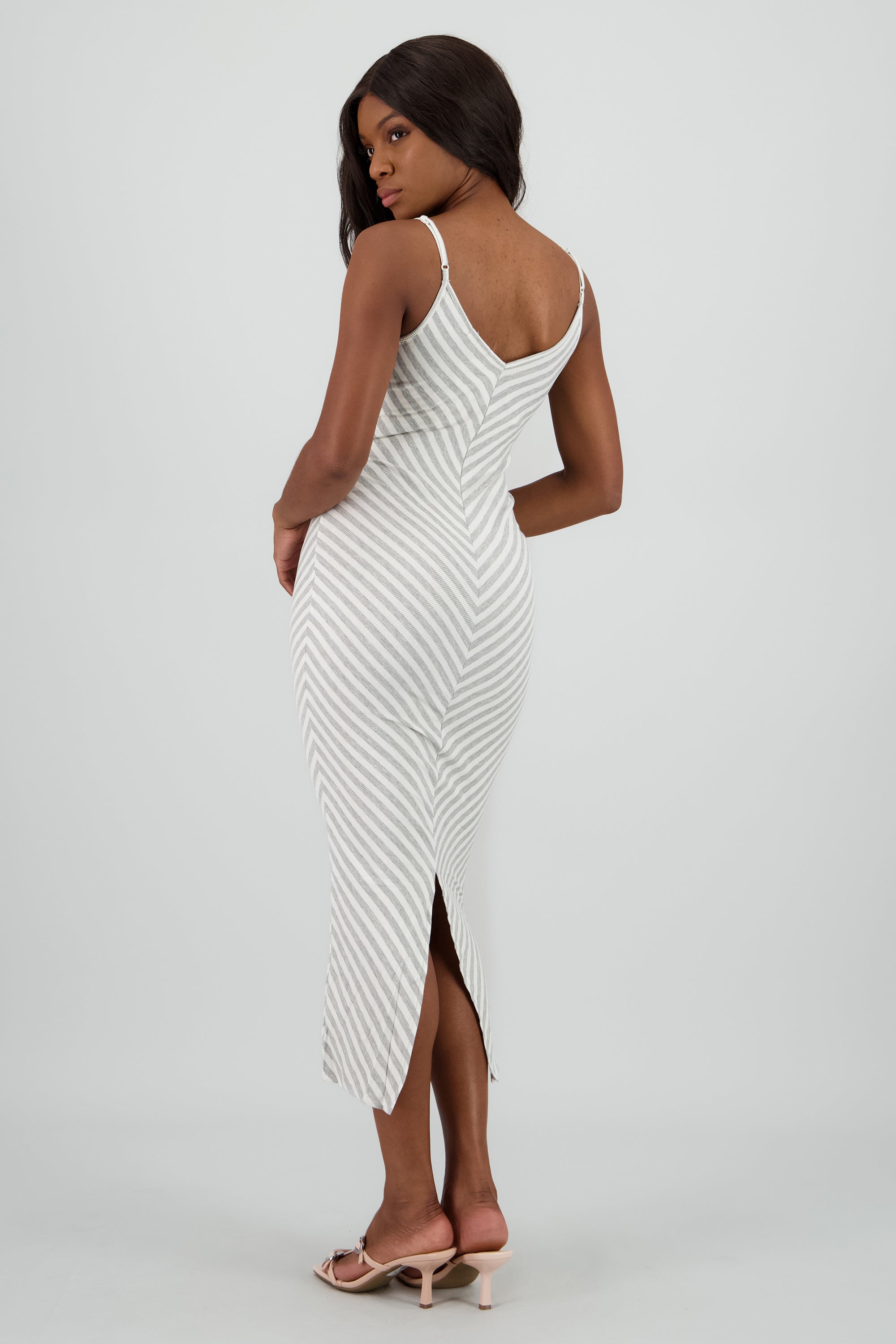 Vestido estamapado rayas BLANCO COMBO