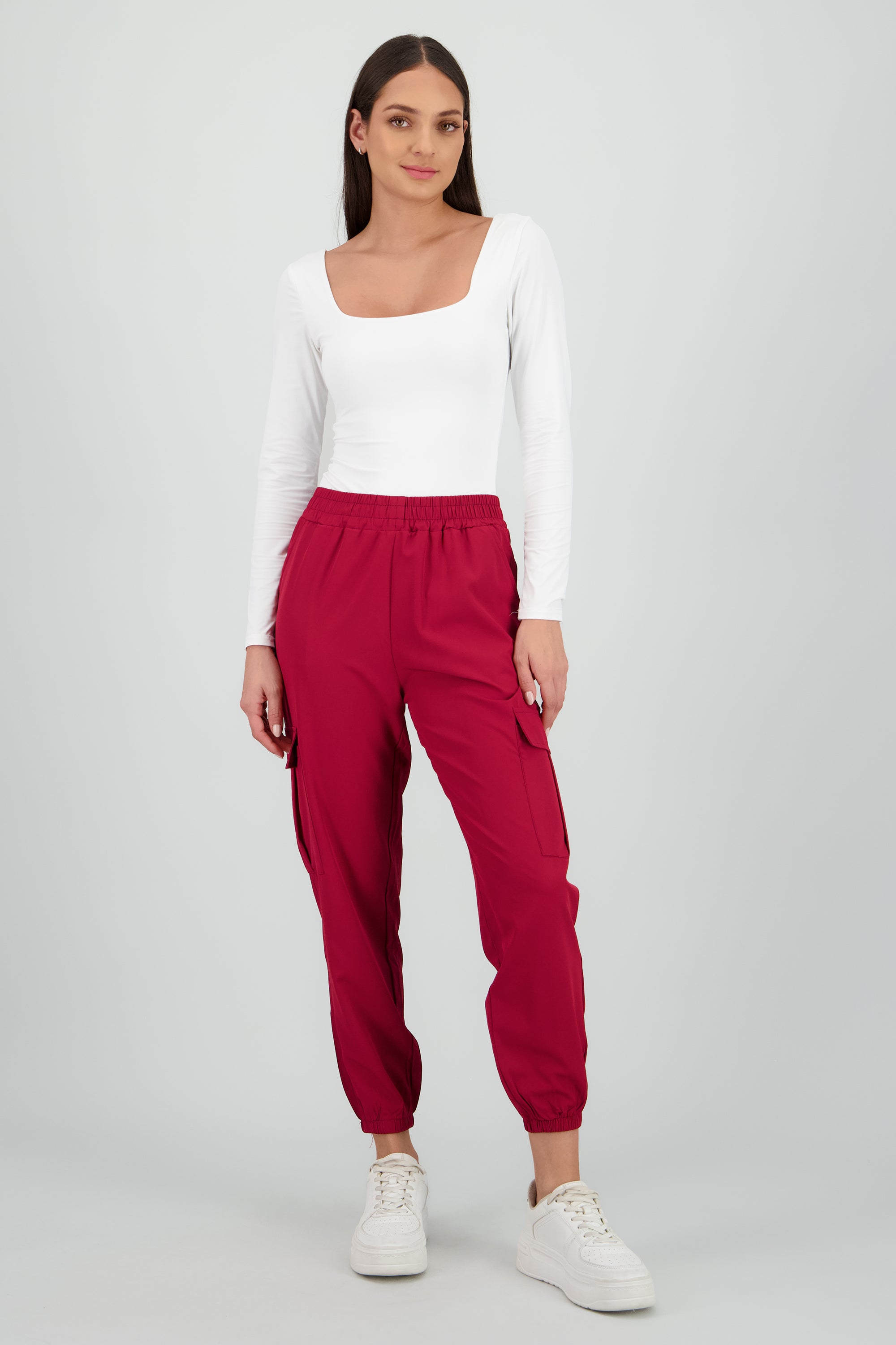 Pantalón Cargo Monocolor Bolsas CIRUELA