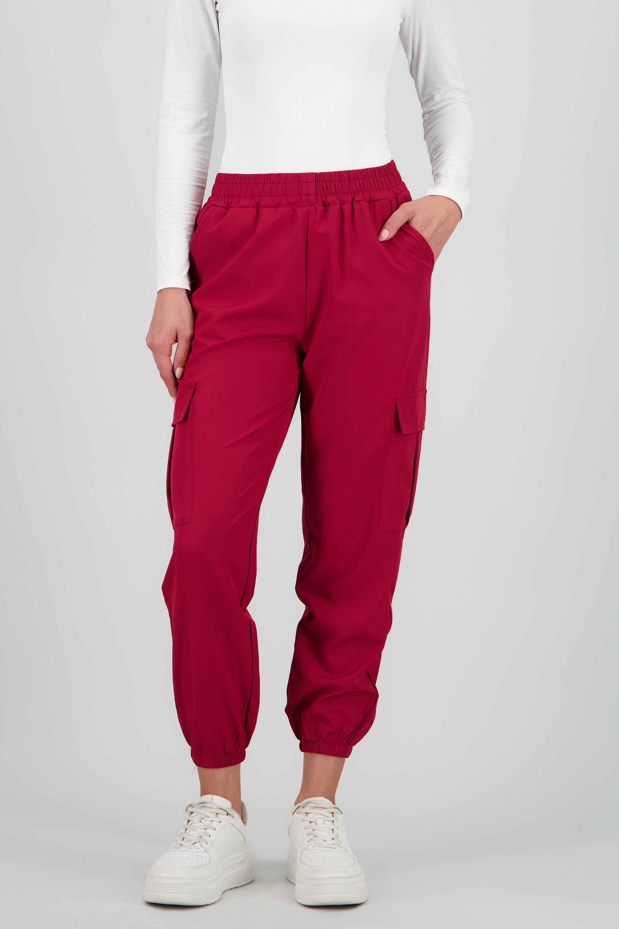 Pantalón Cargo Monocolor Bolsas CIRUELA