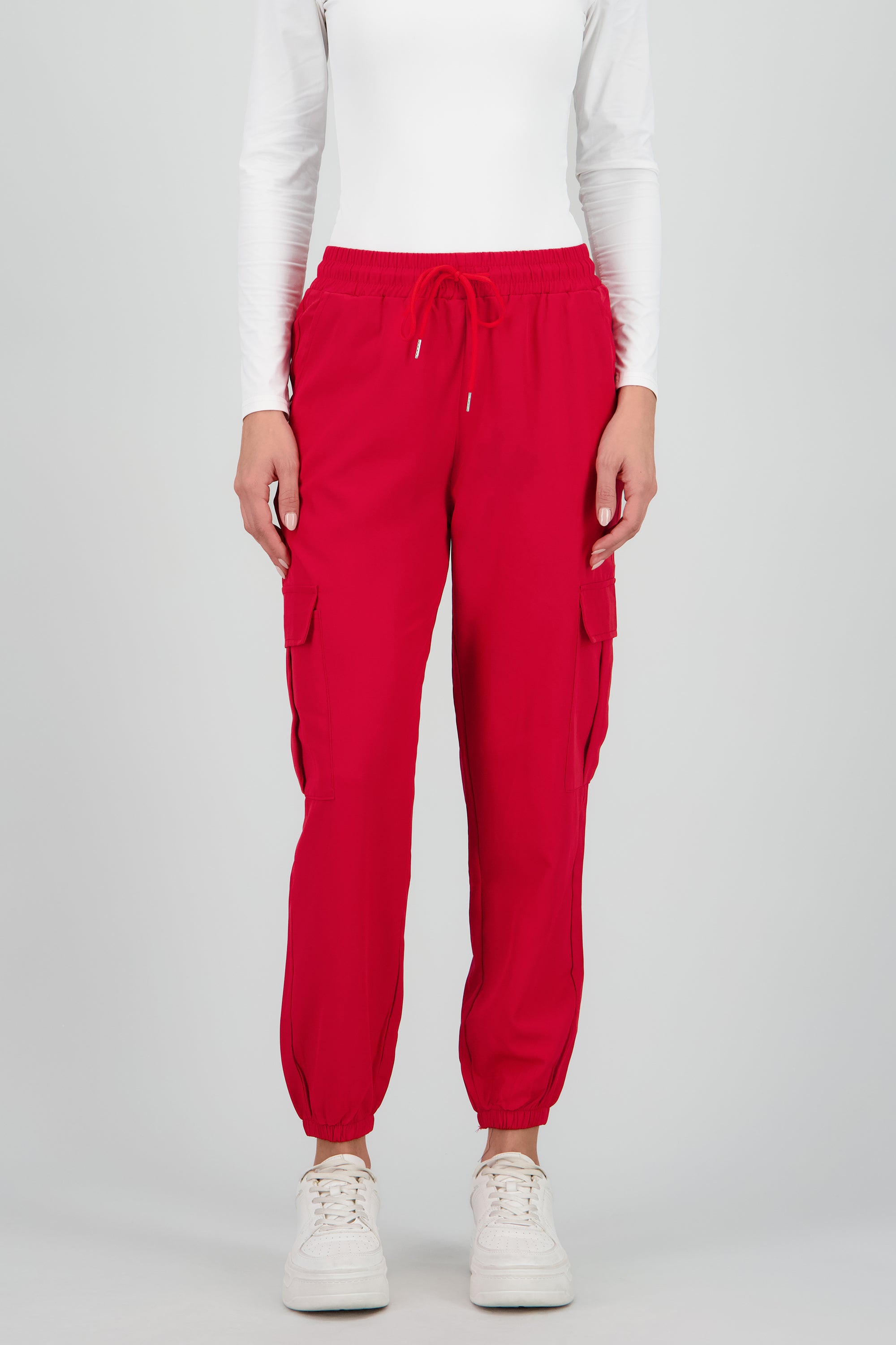 Pantalón Cargo Monocolor Bolsas ROJO