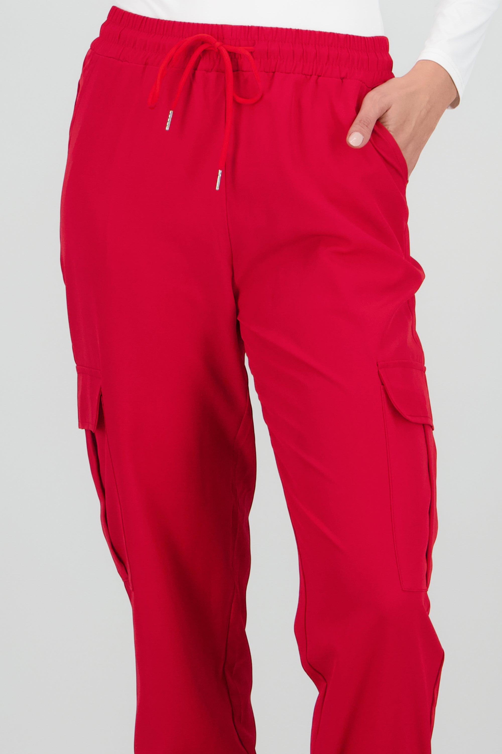 Pantalón Cargo Monocolor Bolsas ROJO