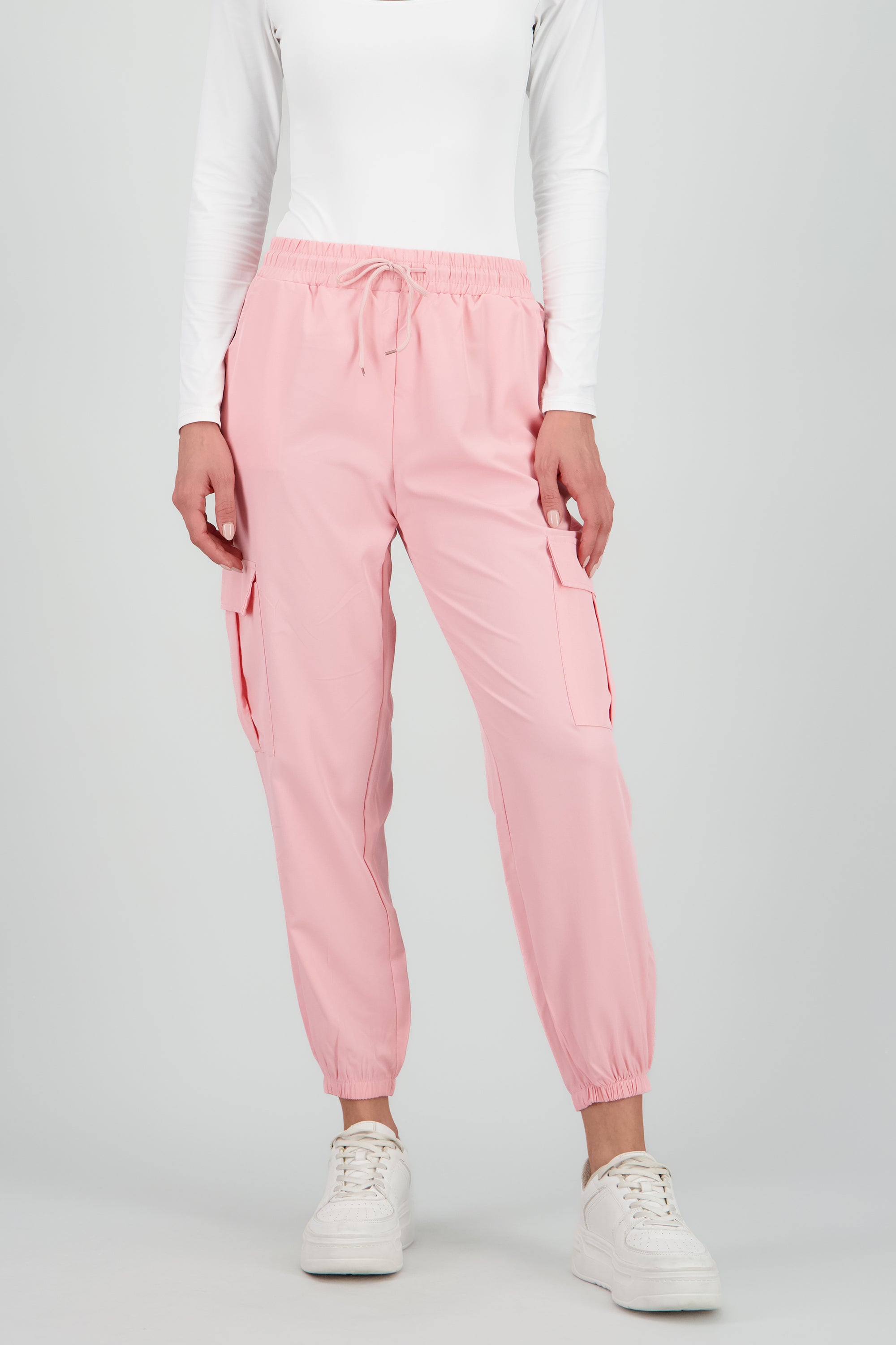 Pantalón Cargo Monocolor Bolsas ROSA PASTEL