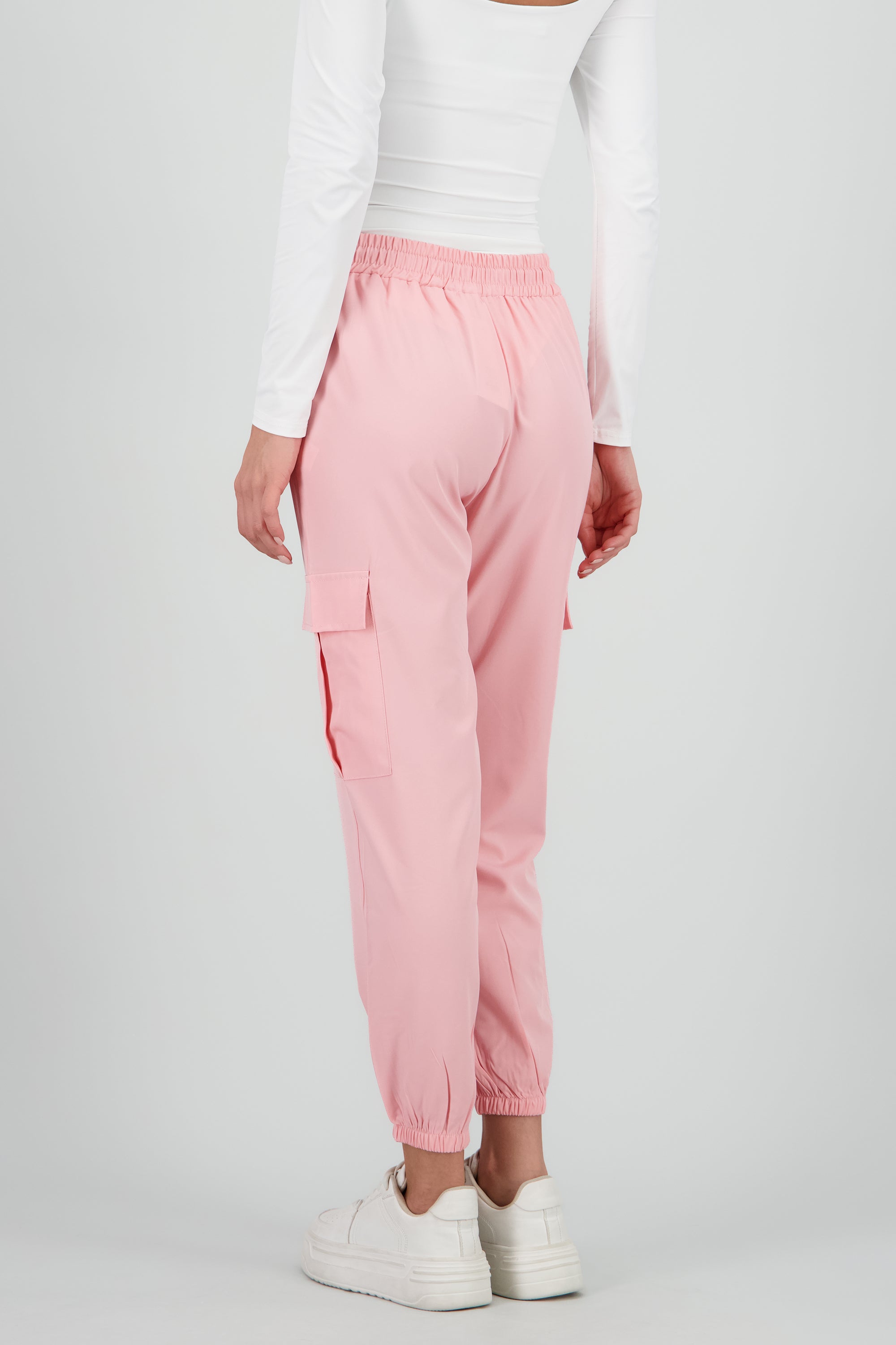 Pantalón Cargo Monocolor Bolsas ROSA PASTEL