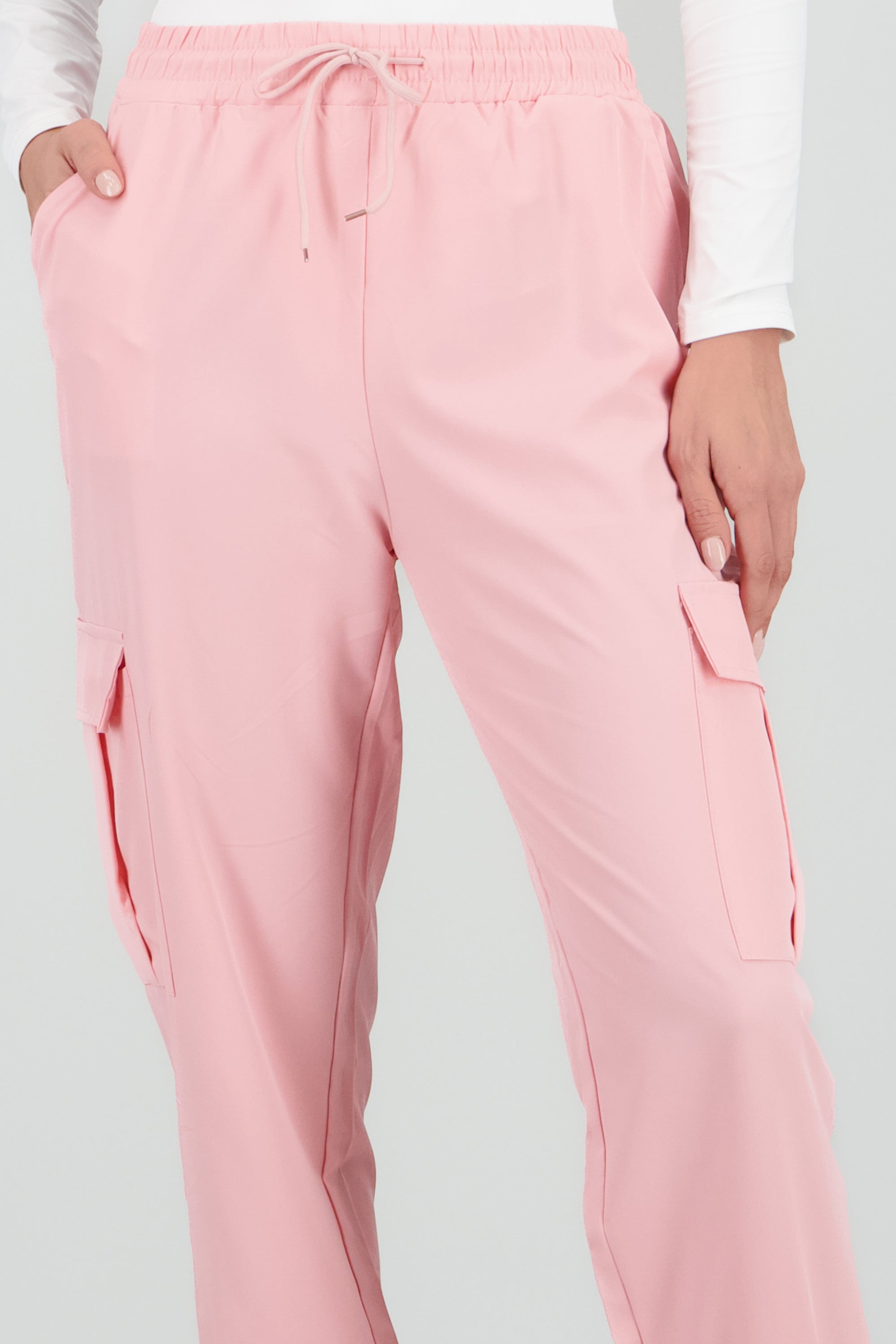 Pantalón Cargo Monocolor Bolsas ROSA PASTEL