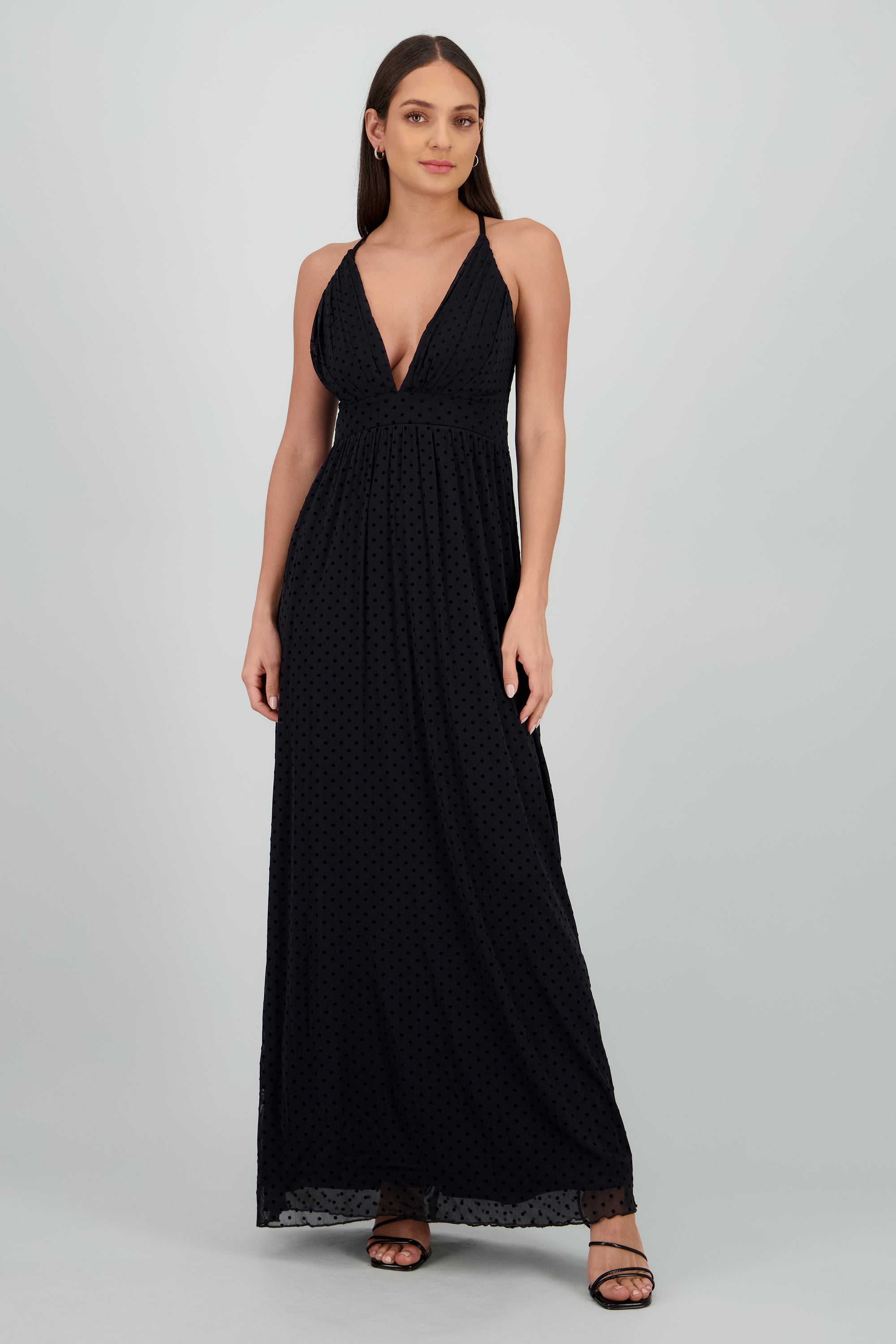 Vestido maxi det flores NEGRO
