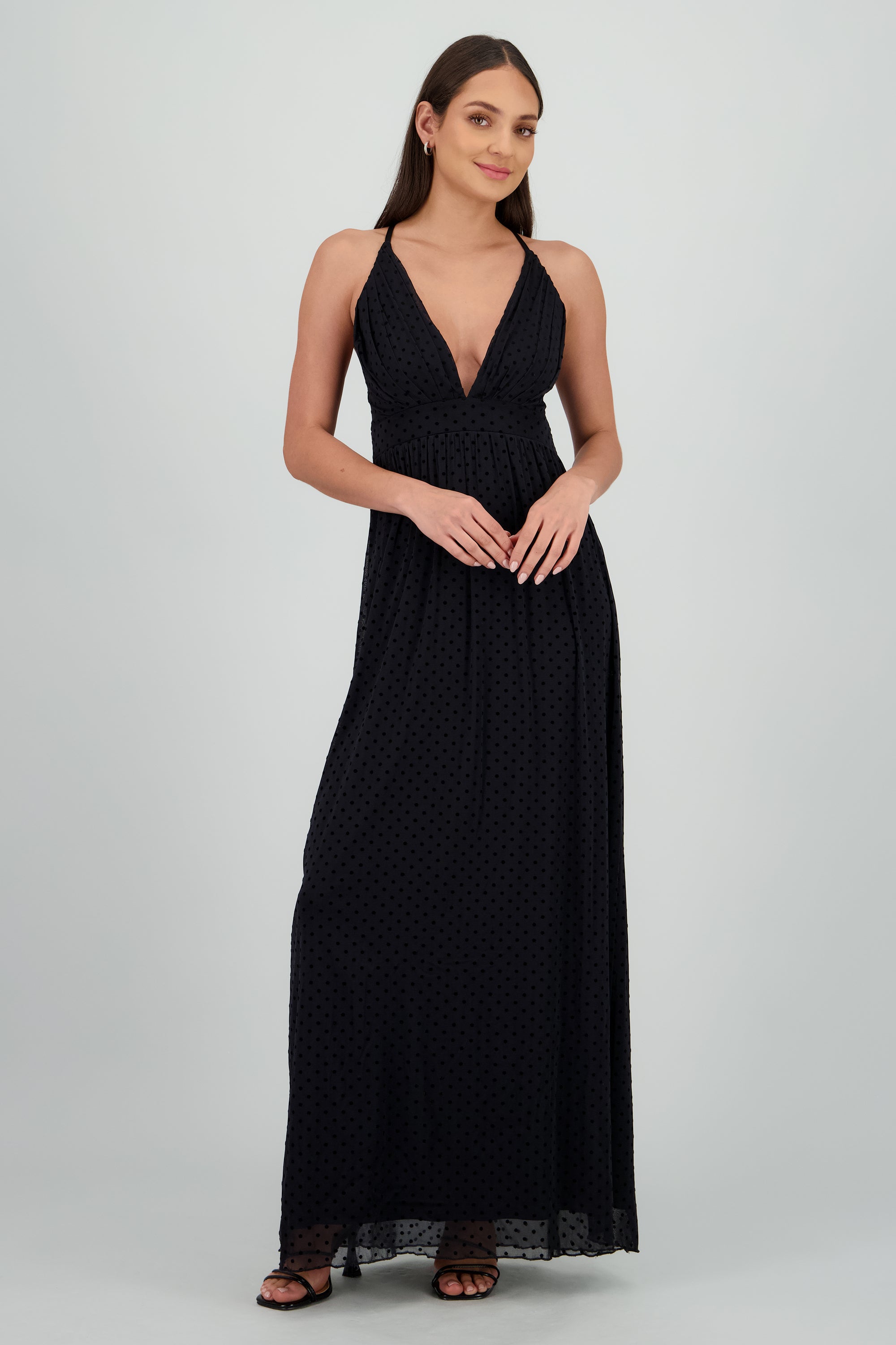Vestido maxi det flores NEGRO