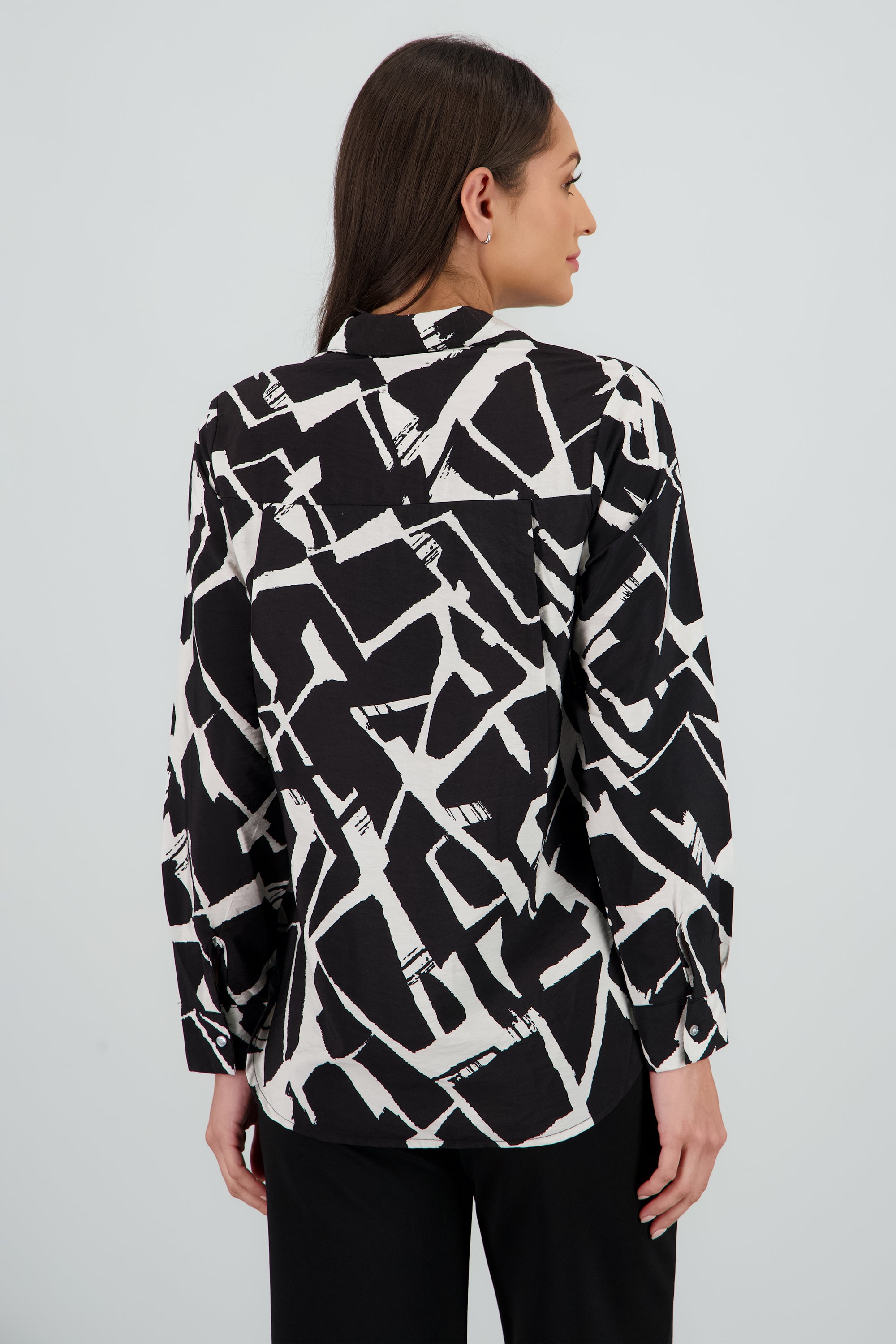 Camisa manga larga estampada NEGRO COMBO