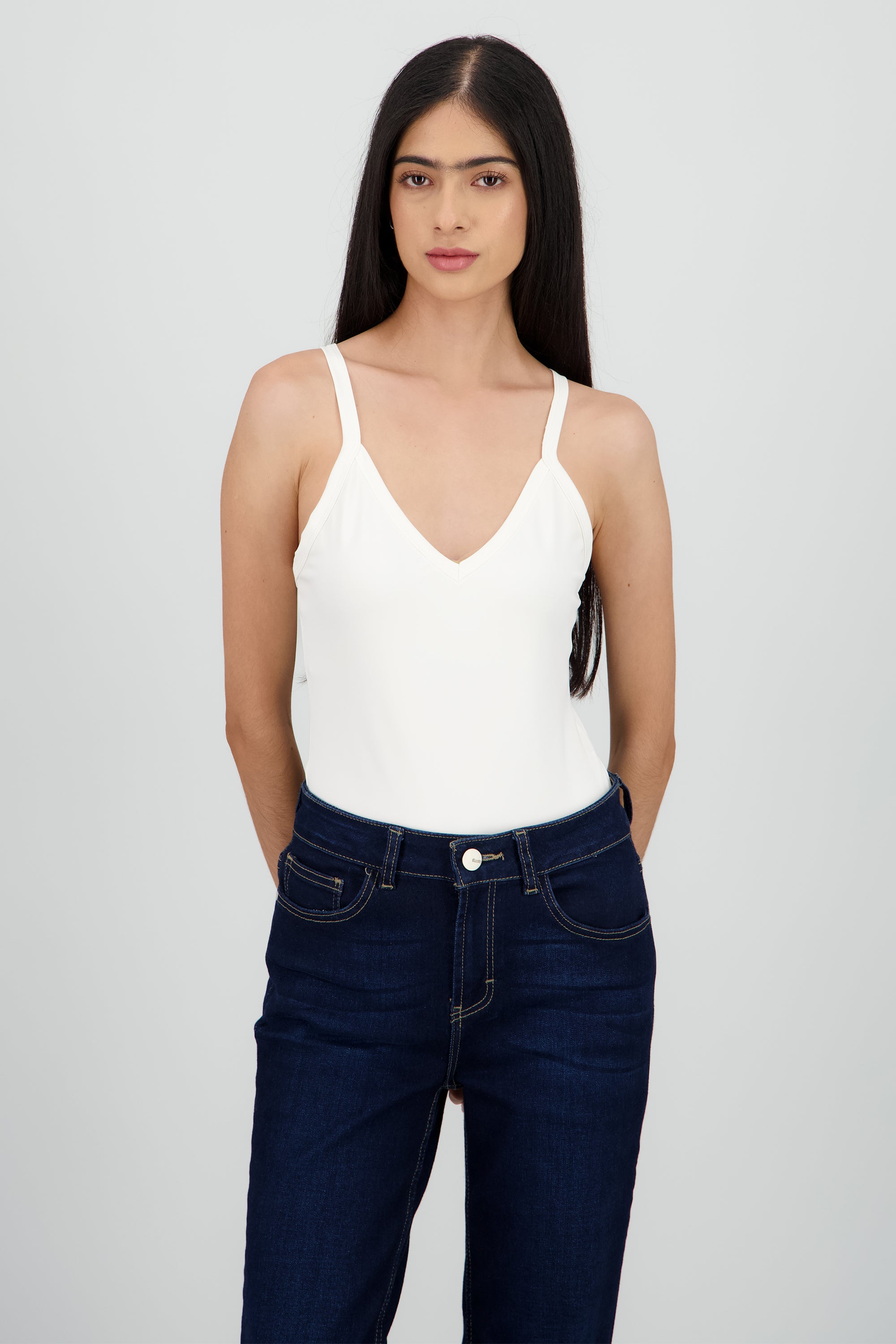 Bodysuit liso escote en v BLANCO