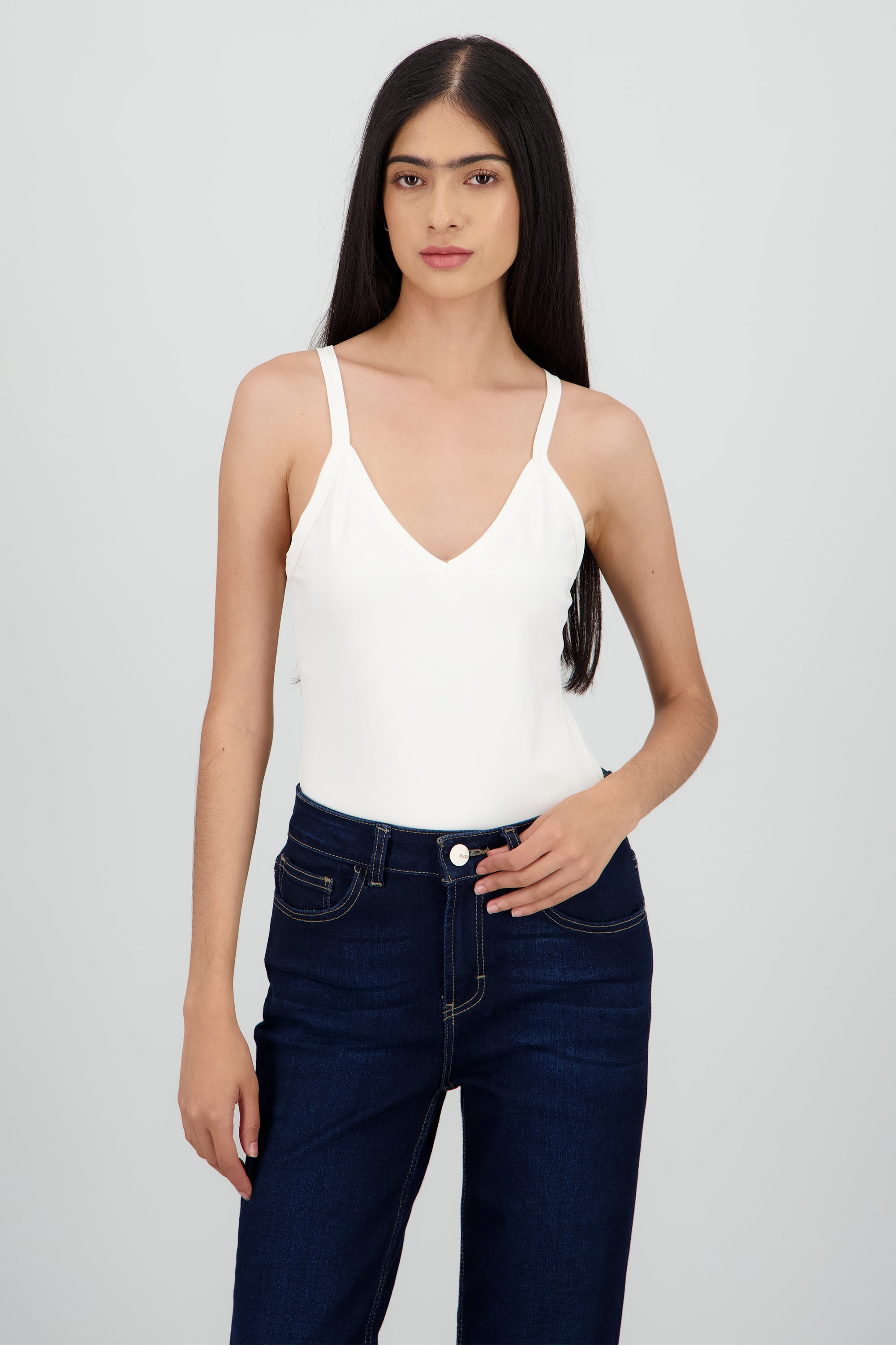Bodysuit liso escote en v BLANCO