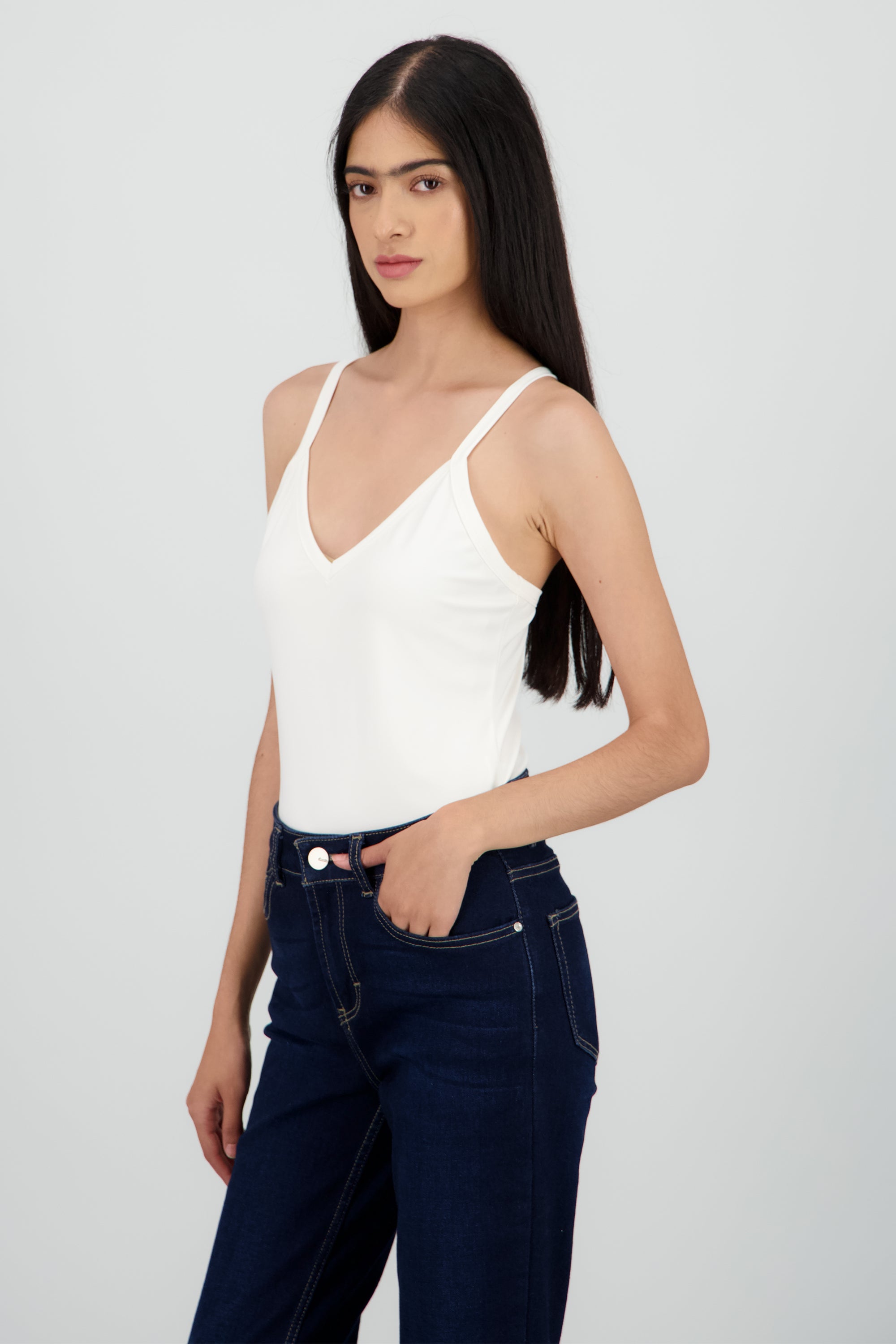 Bodysuit liso escote en v BLANCO
