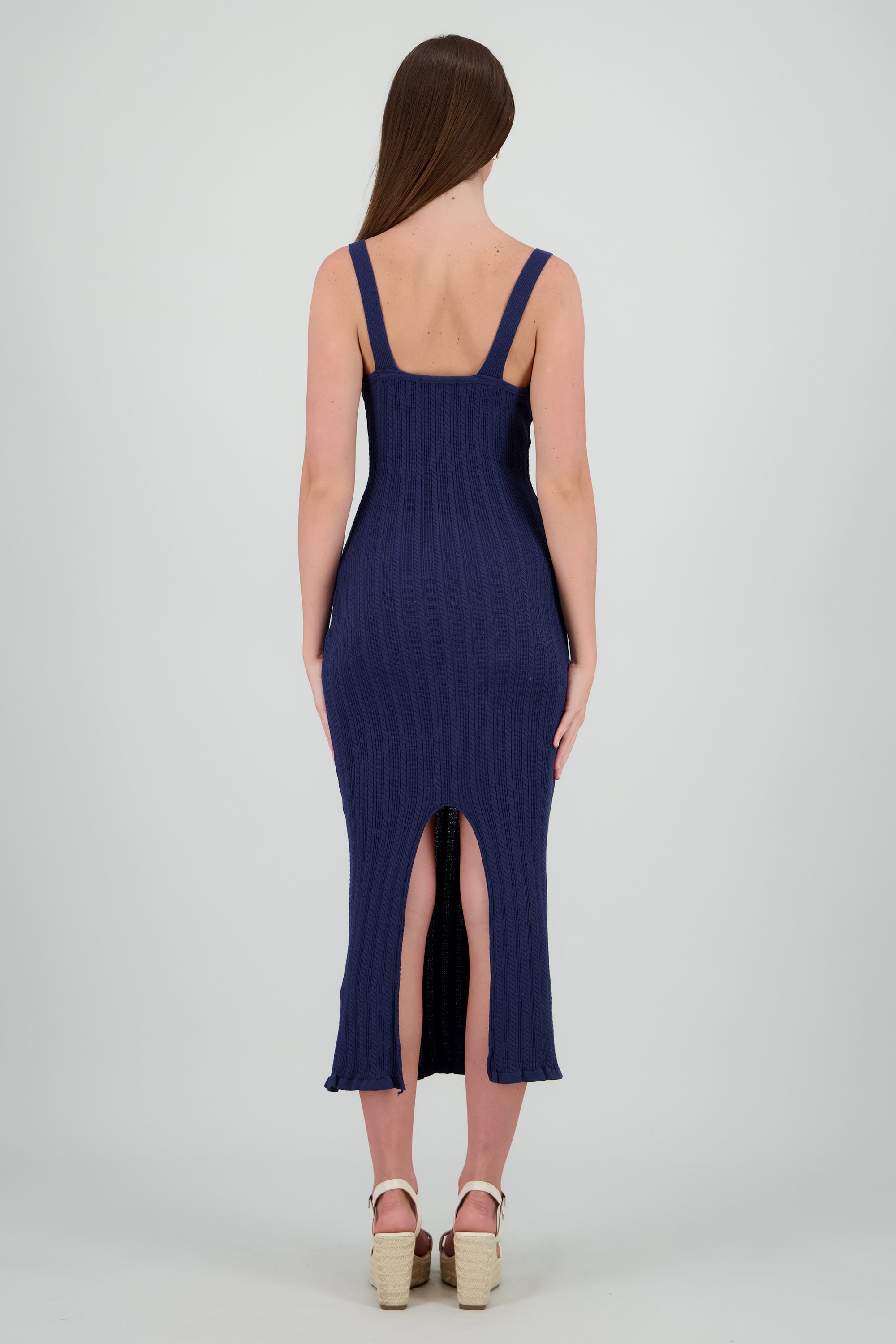 Vestido maxi cuello V MARINO
