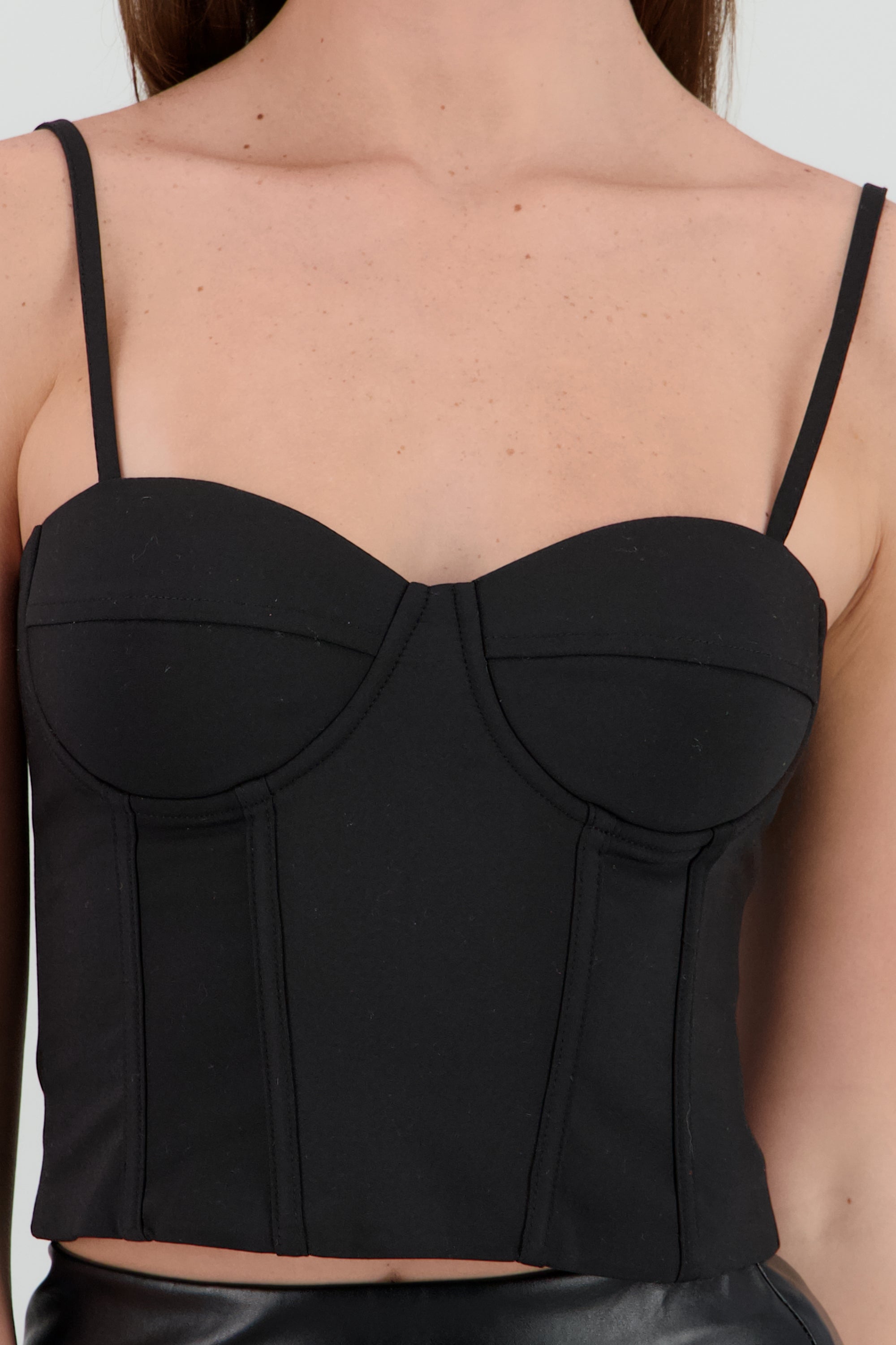 Corset con copas liso NEGRO