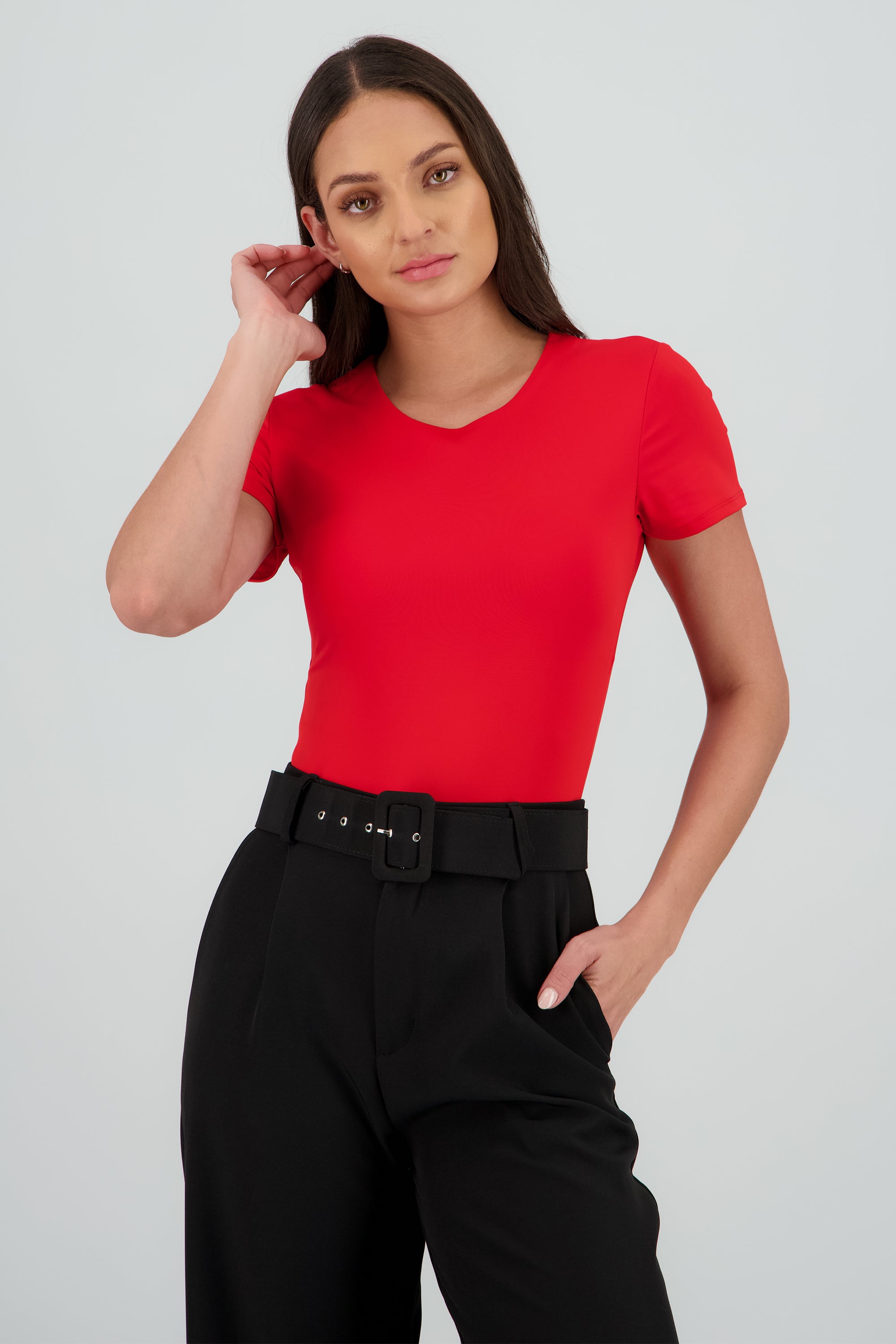 Bodysuit manga corta cuello redondo ROJO
