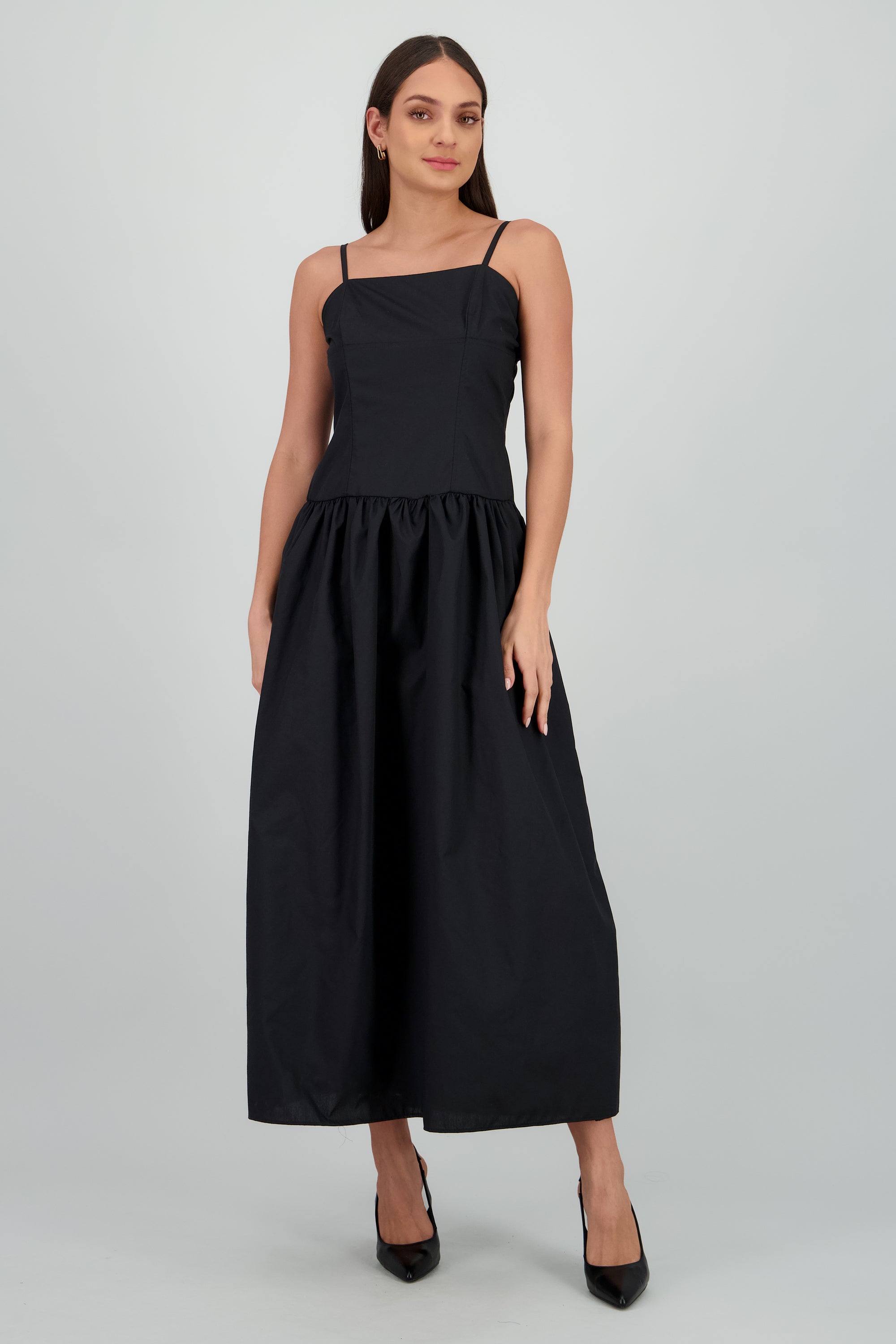Maxi vestido popelina NEGRO