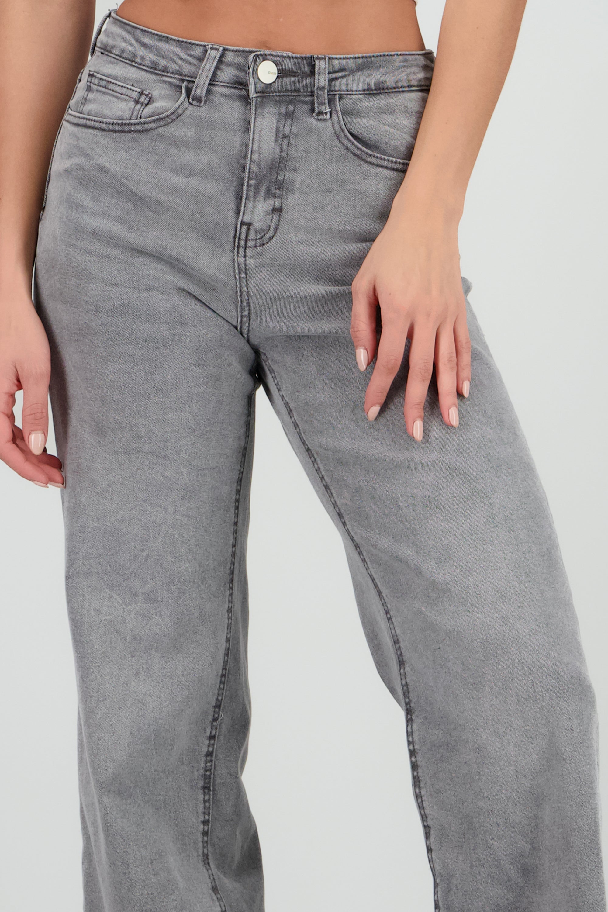 Jeans wide leg confort GRIS OBSCURO