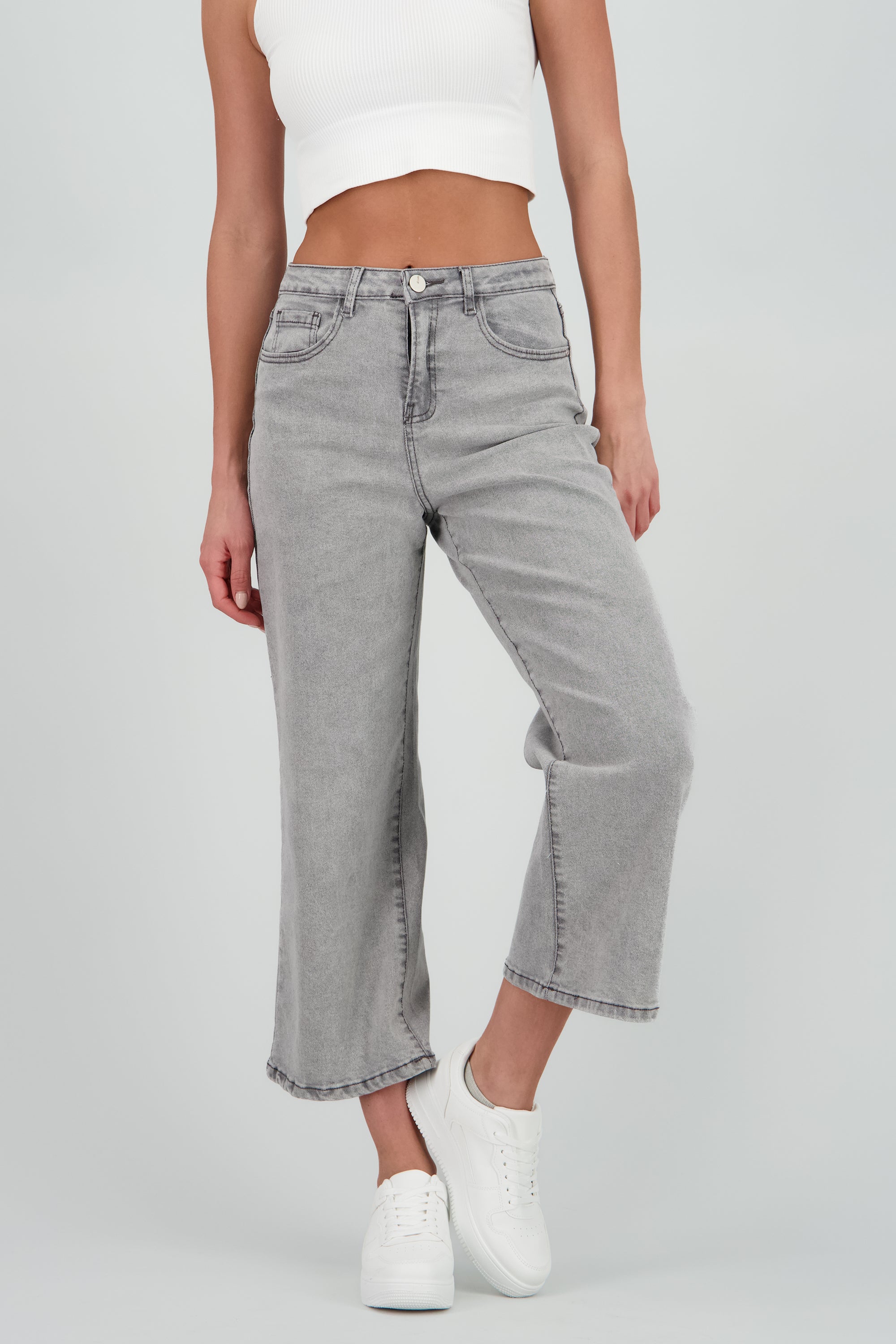 Jeans culotte al corte GRIS OBSCURO