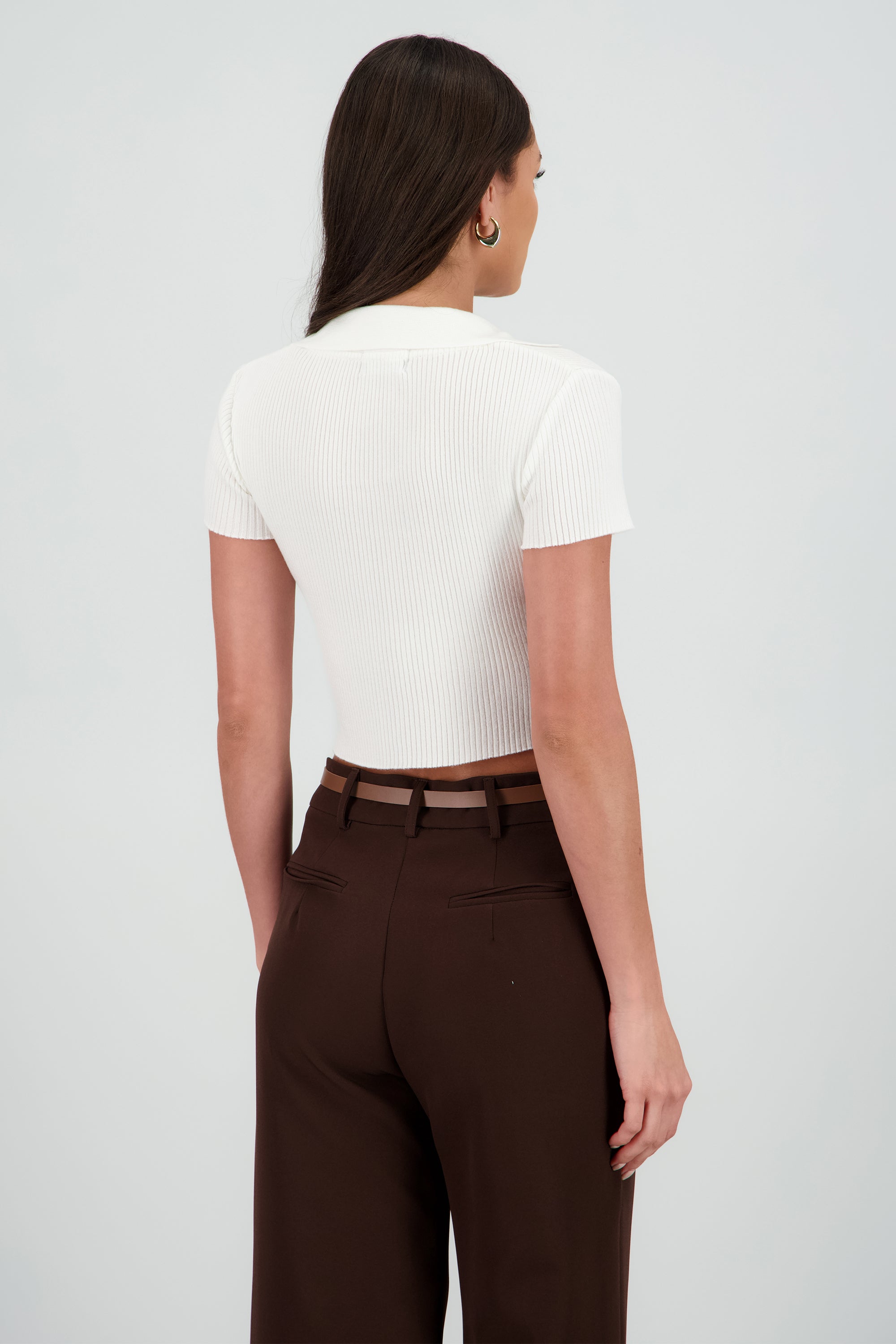 Top polo liso tejido HUESO
