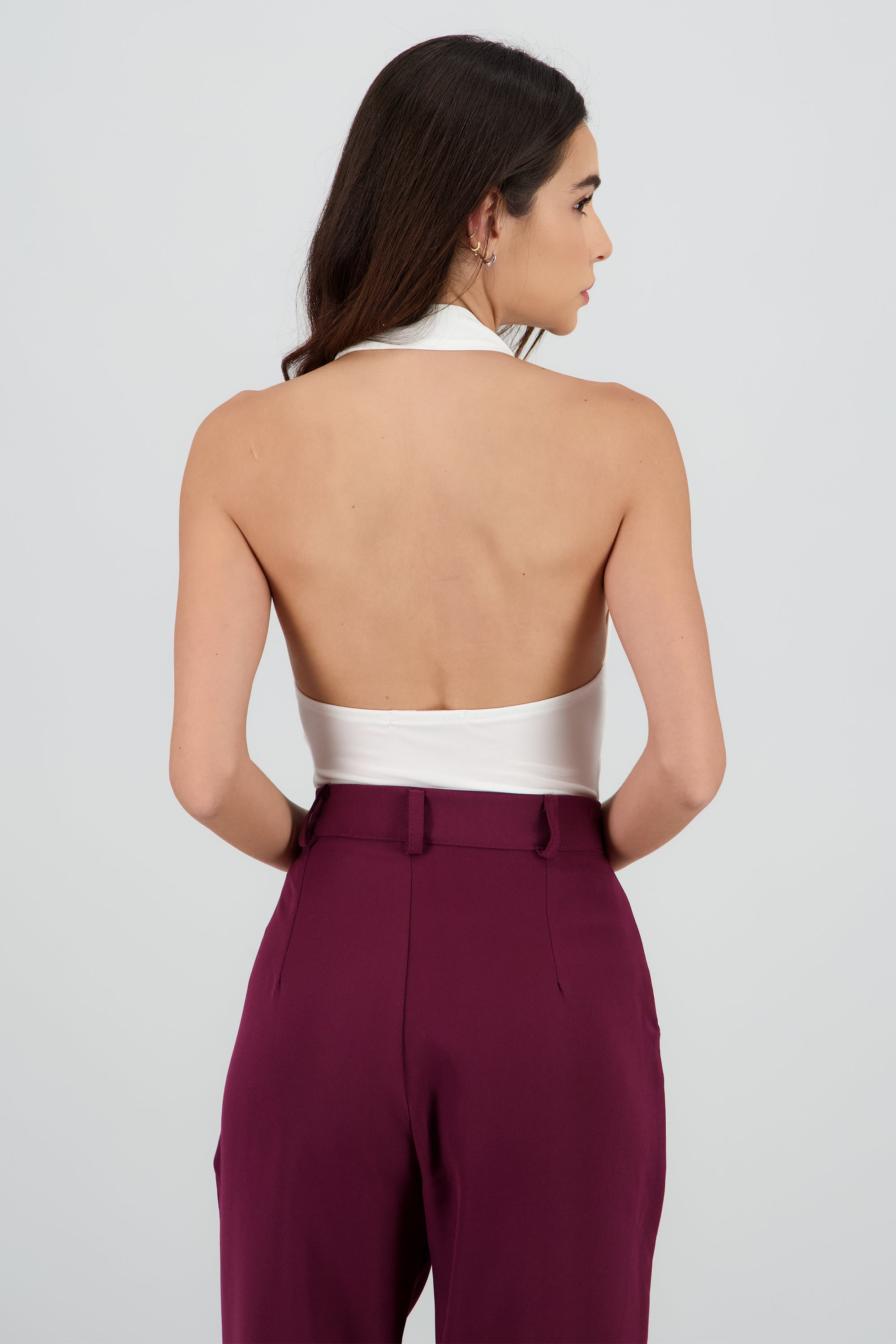 Top halter escote cascada BLANCO