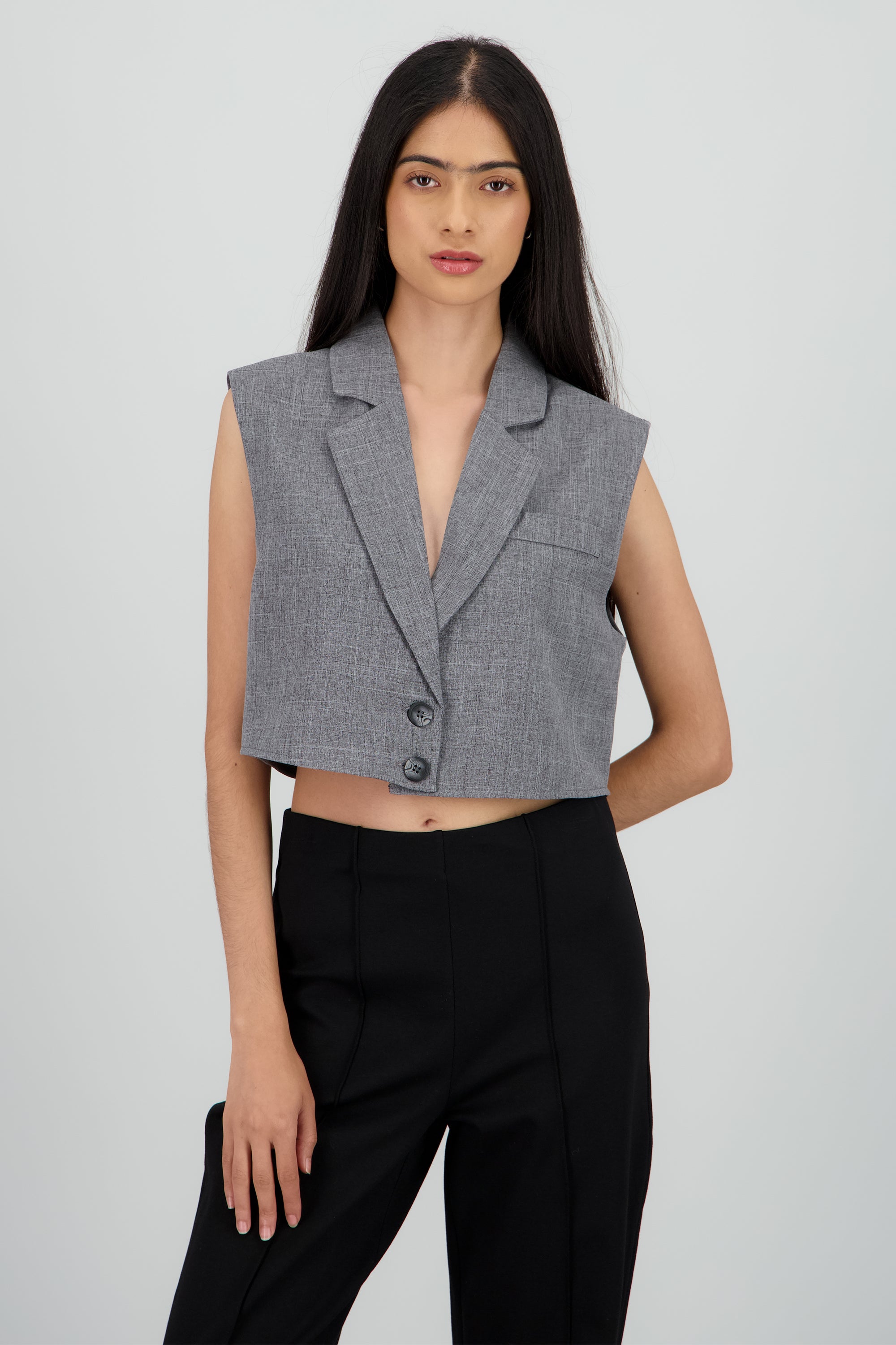 Chaleco boxy GRIS OBSCURO