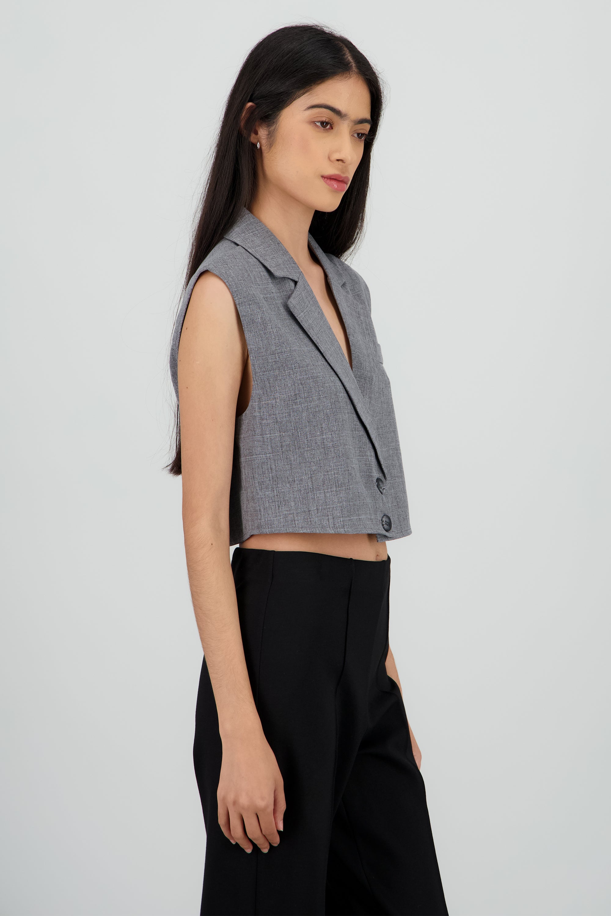 Chaleco boxy GRIS OBSCURO