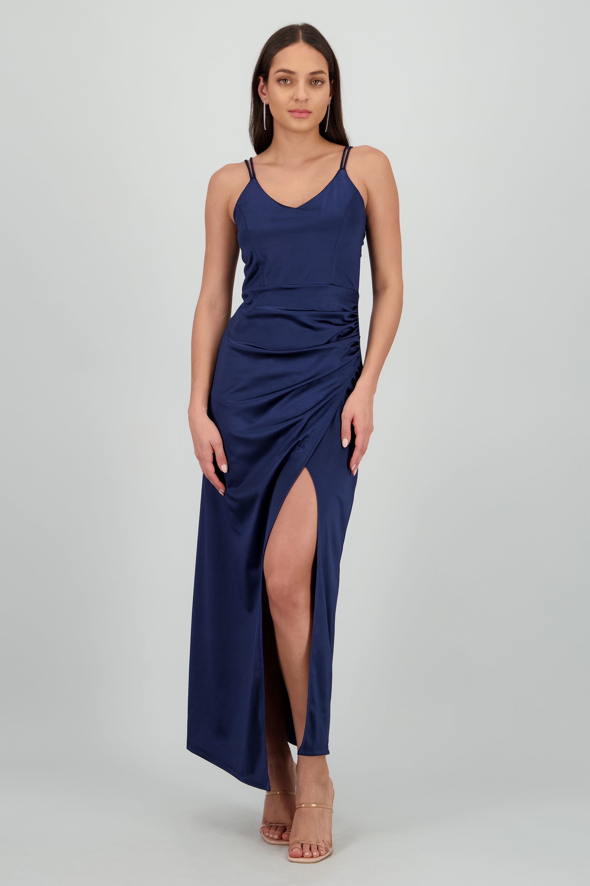VESTIDO TIRANTES DRAPEADO MARINO
