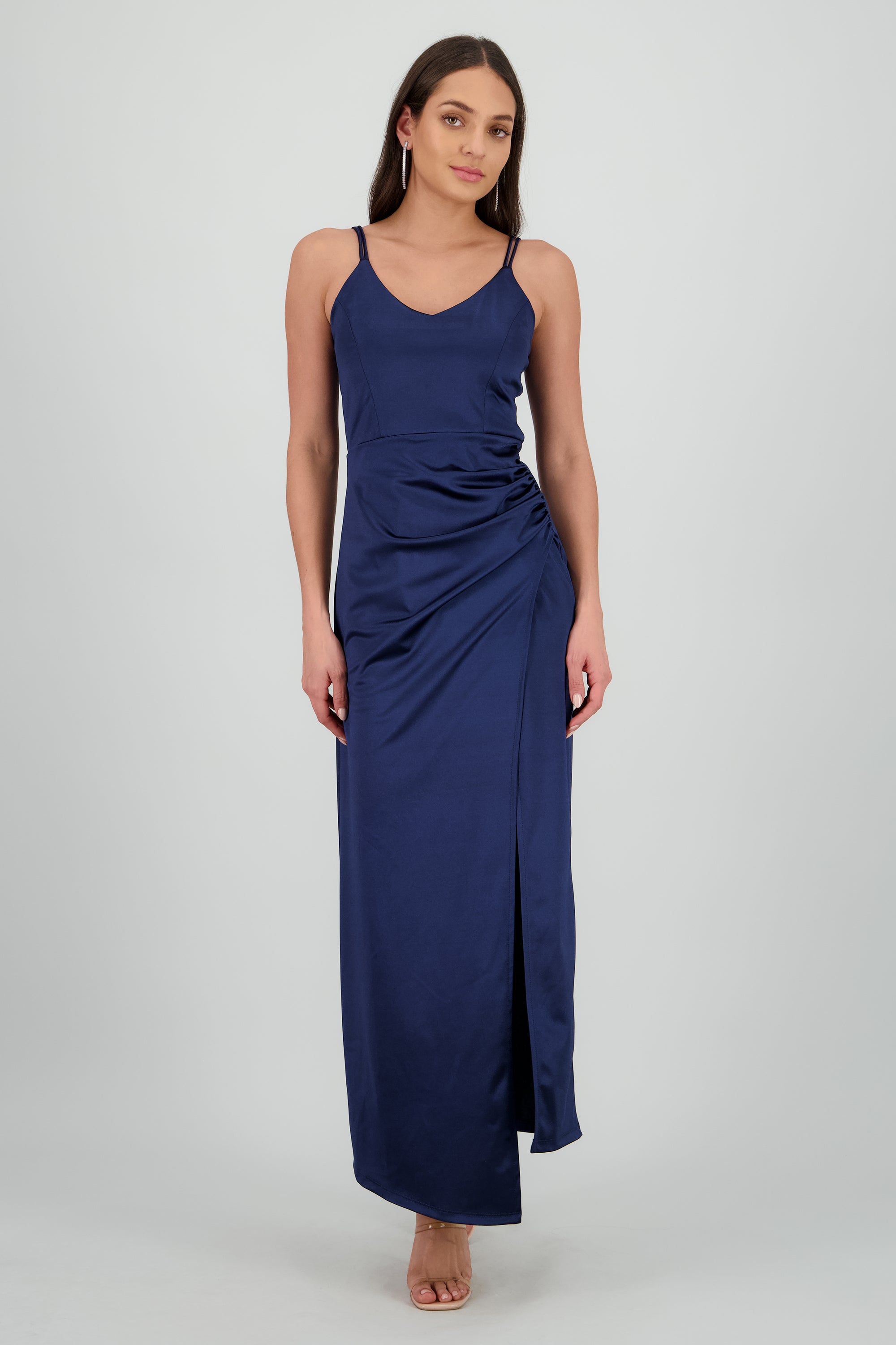 VESTIDO TIRANTES DRAPEADO MARINO