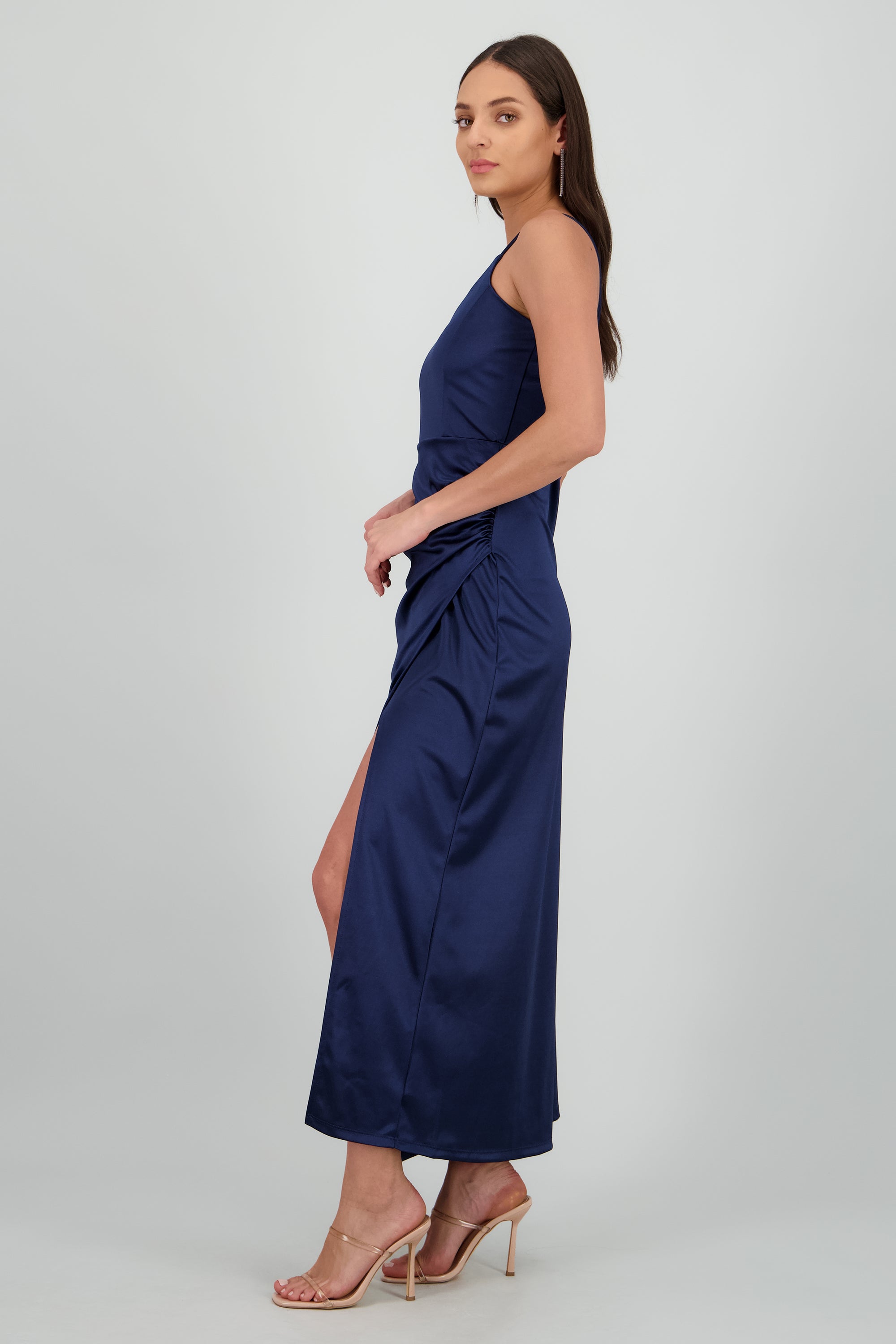 VESTIDO TIRANTES DRAPEADO MARINO