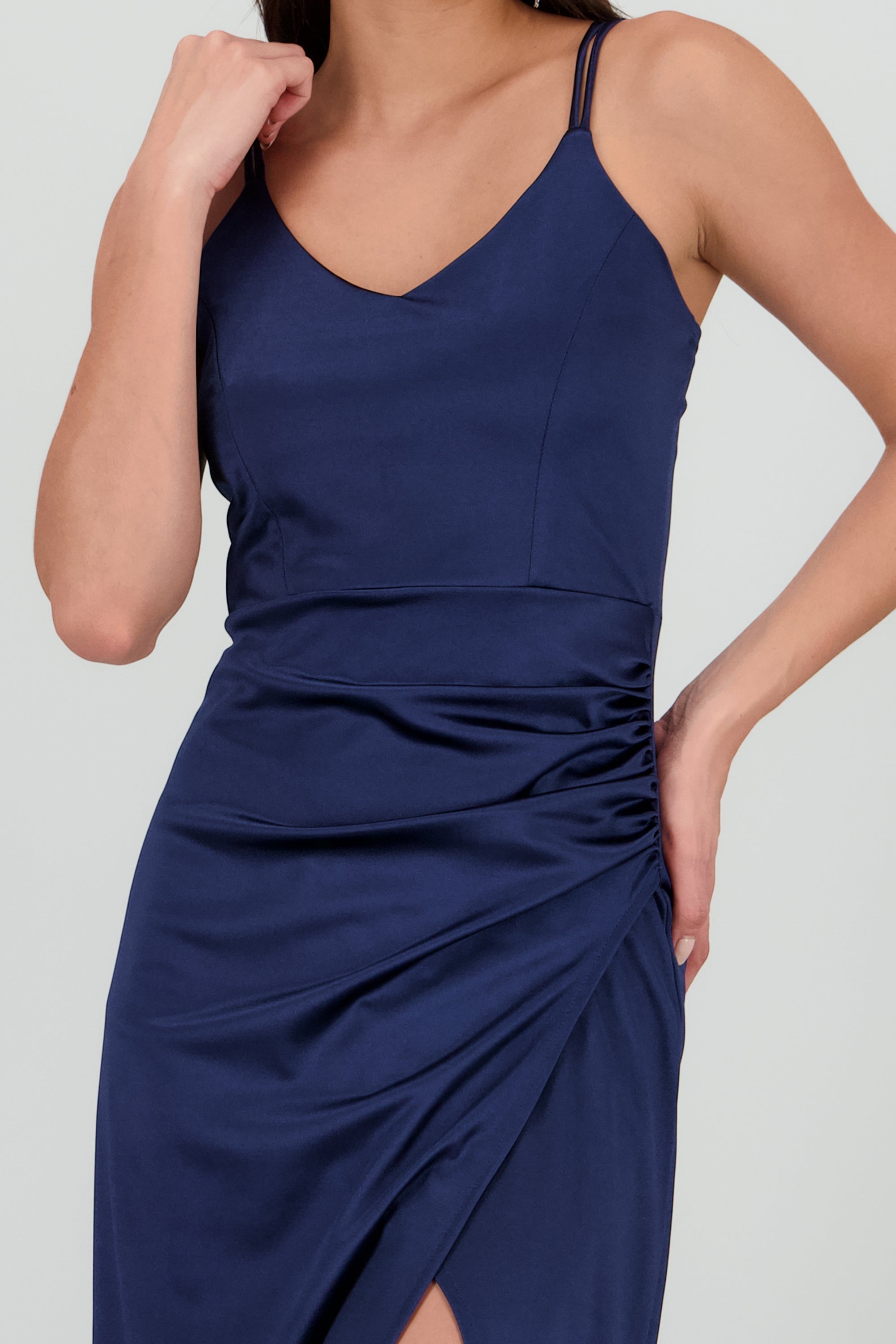 VESTIDO TIRANTES DRAPEADO MARINO