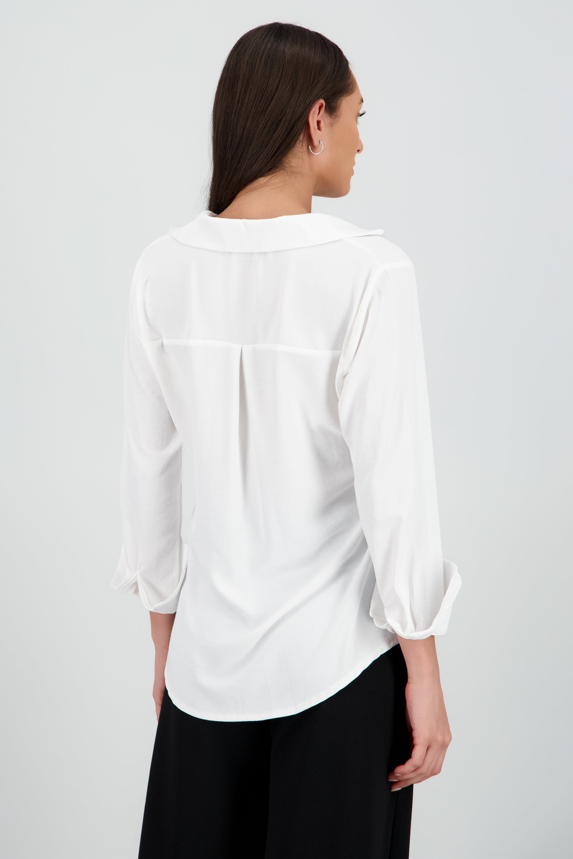 Camisa fluida oversized puños abertura BLANCO