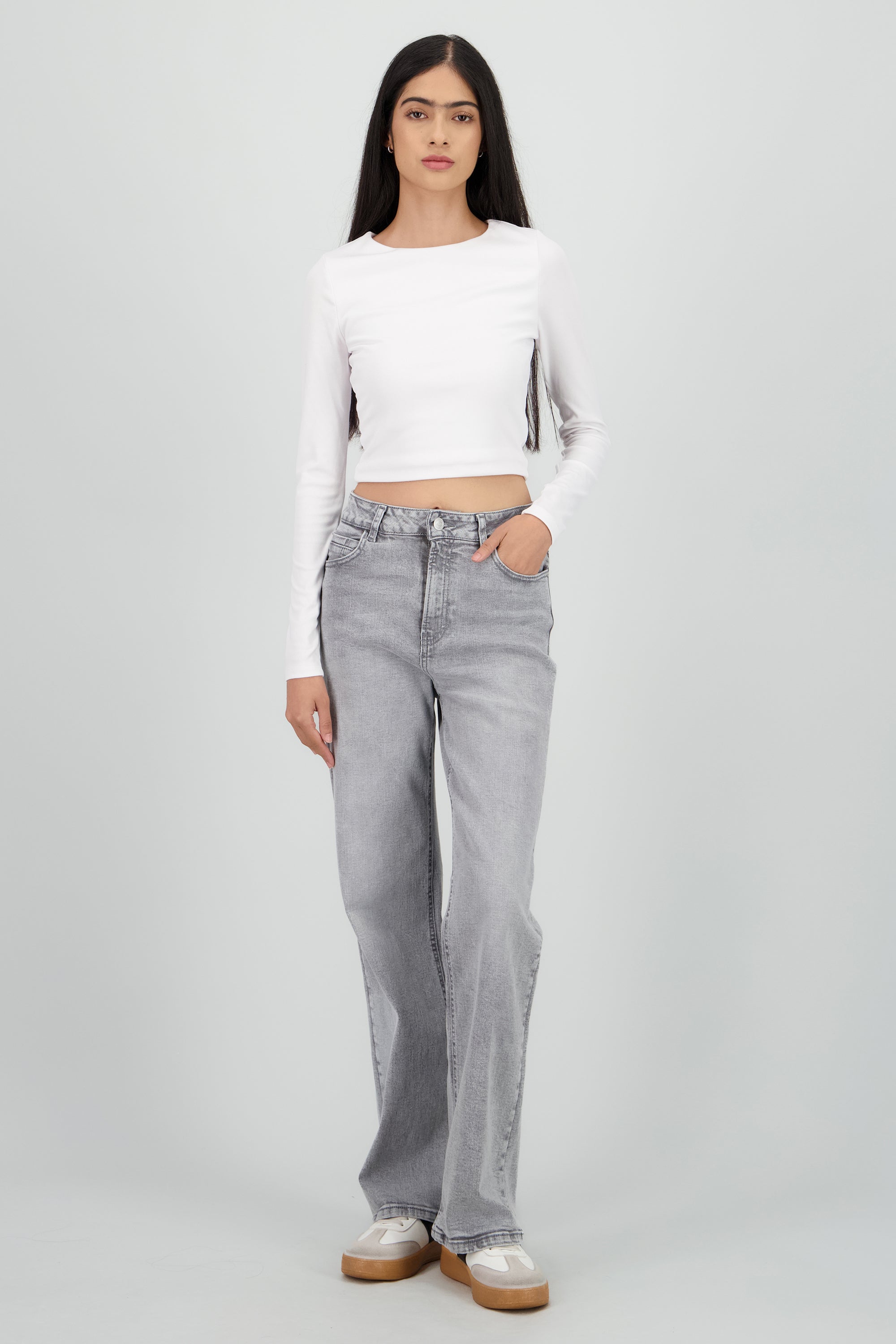 Jeans straight slim GRIS