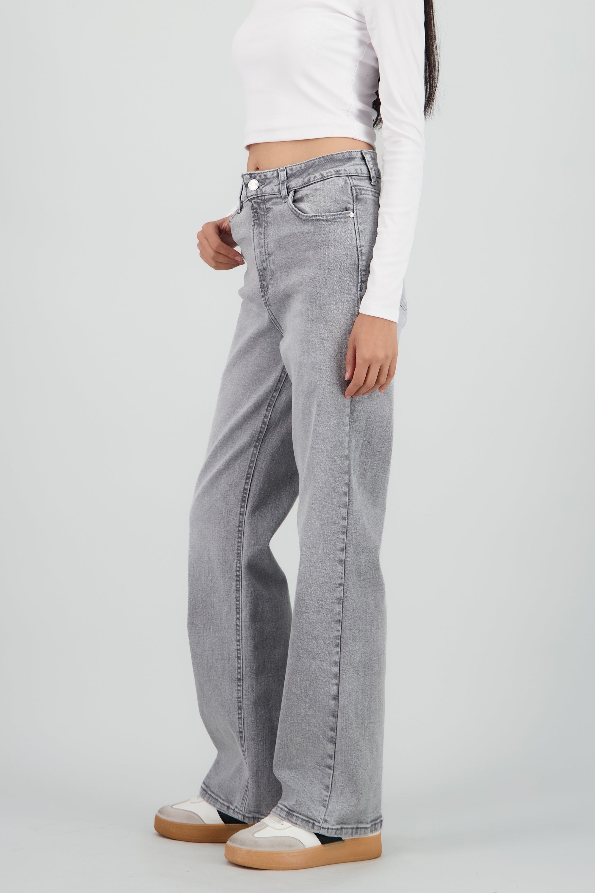 Jeans straight slim GRIS
