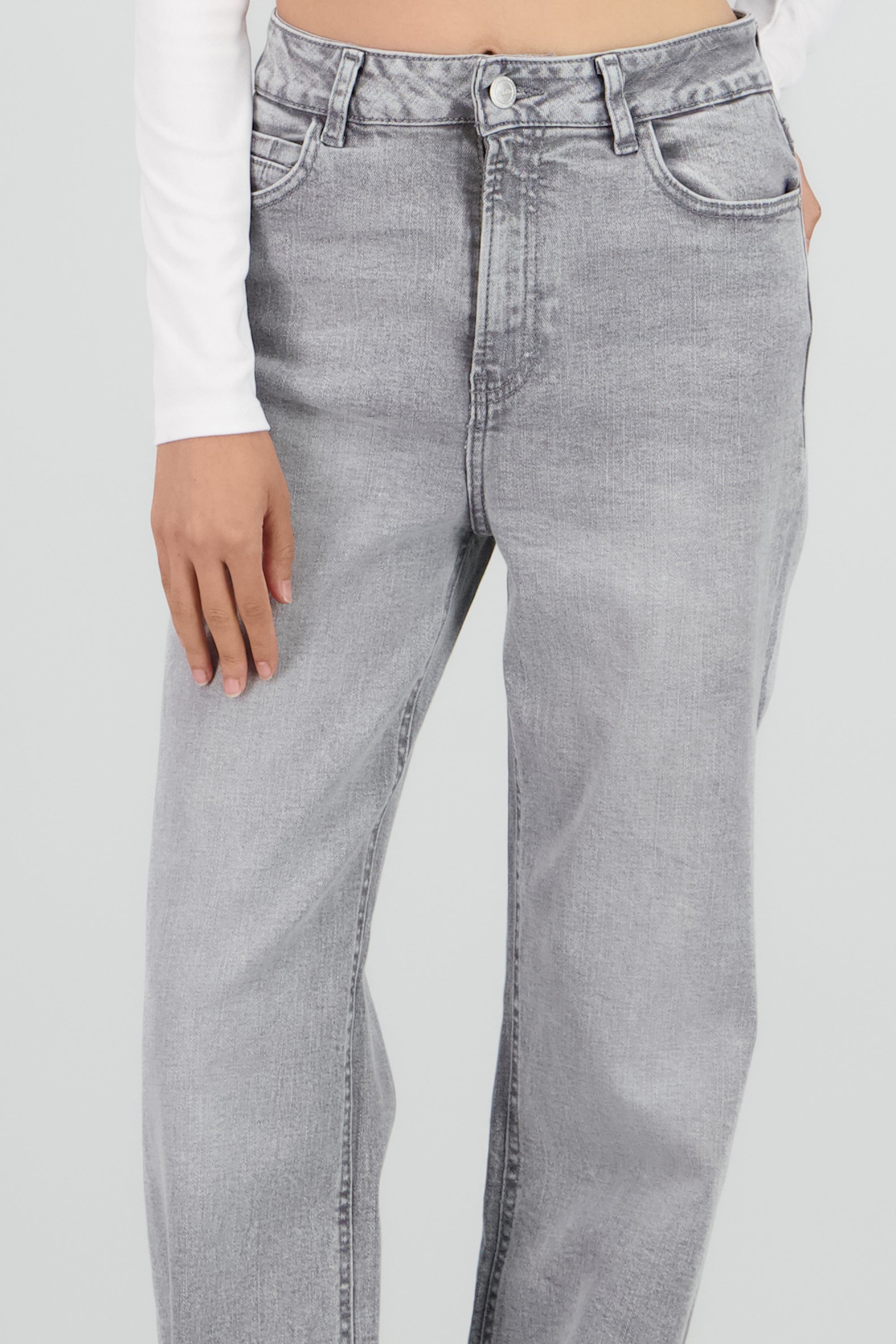 Jeans straight slim GRIS