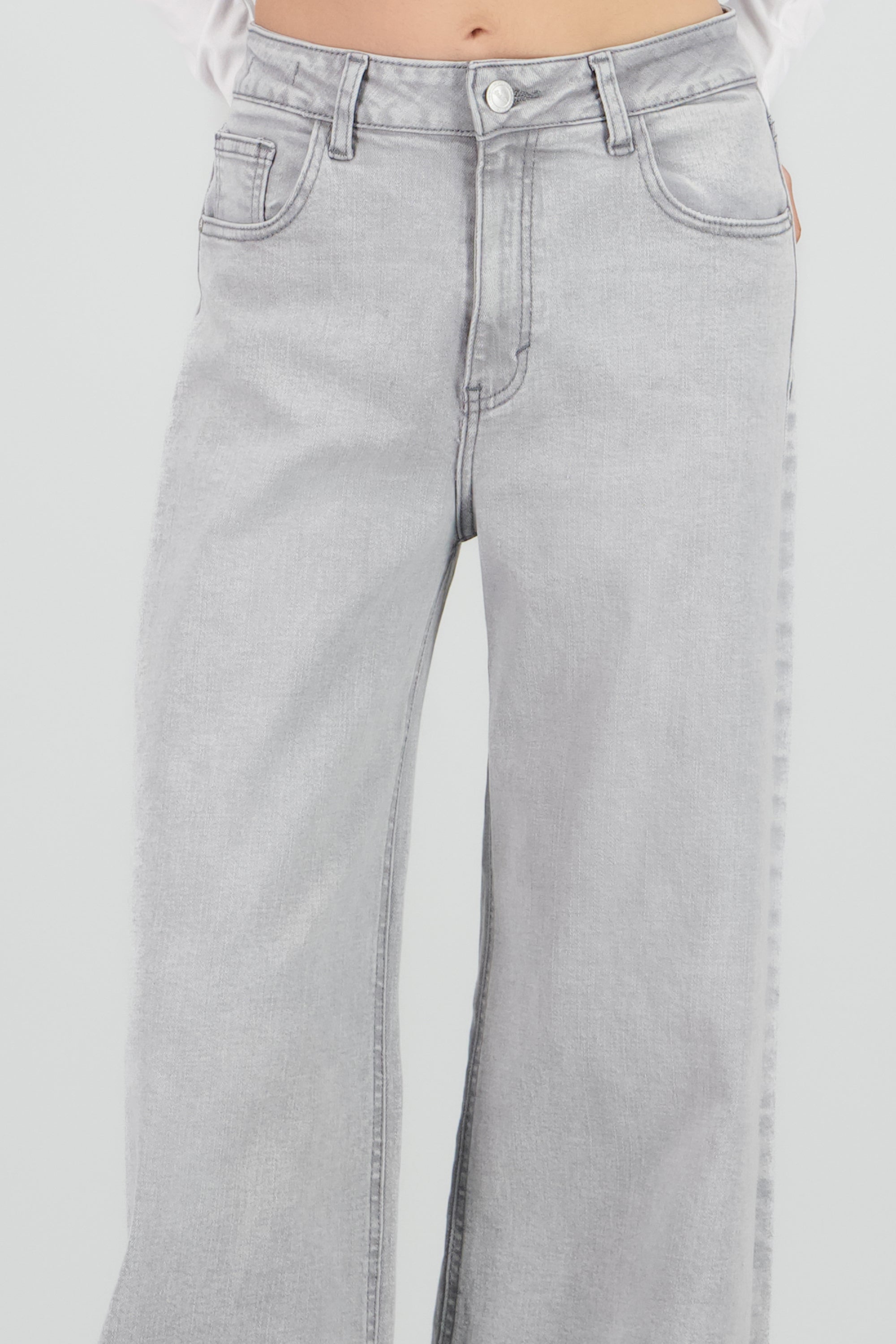 Jeans wide leg amplios GRIS CLARO