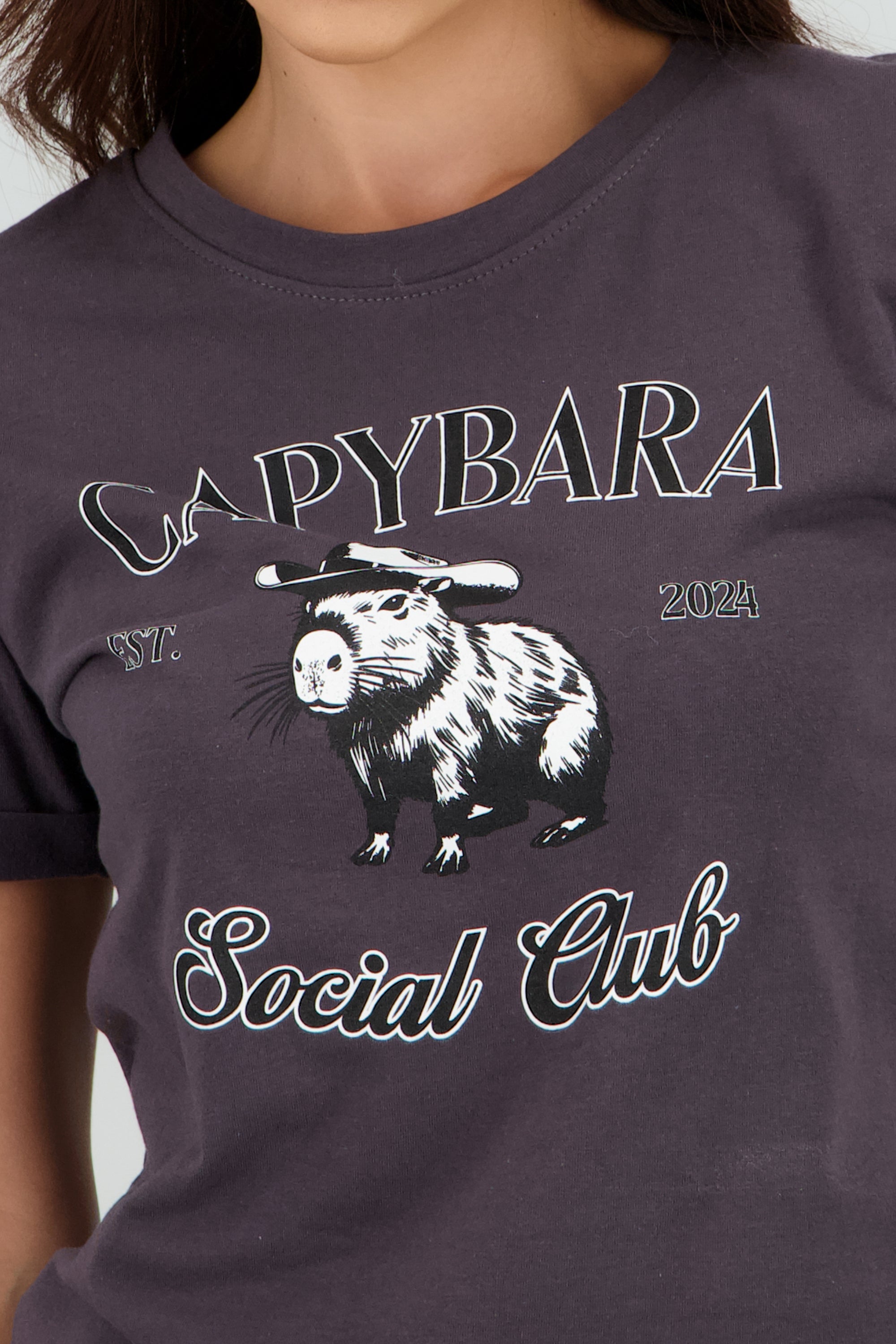 Top crop capybara vaquero GRIS OBSCURO