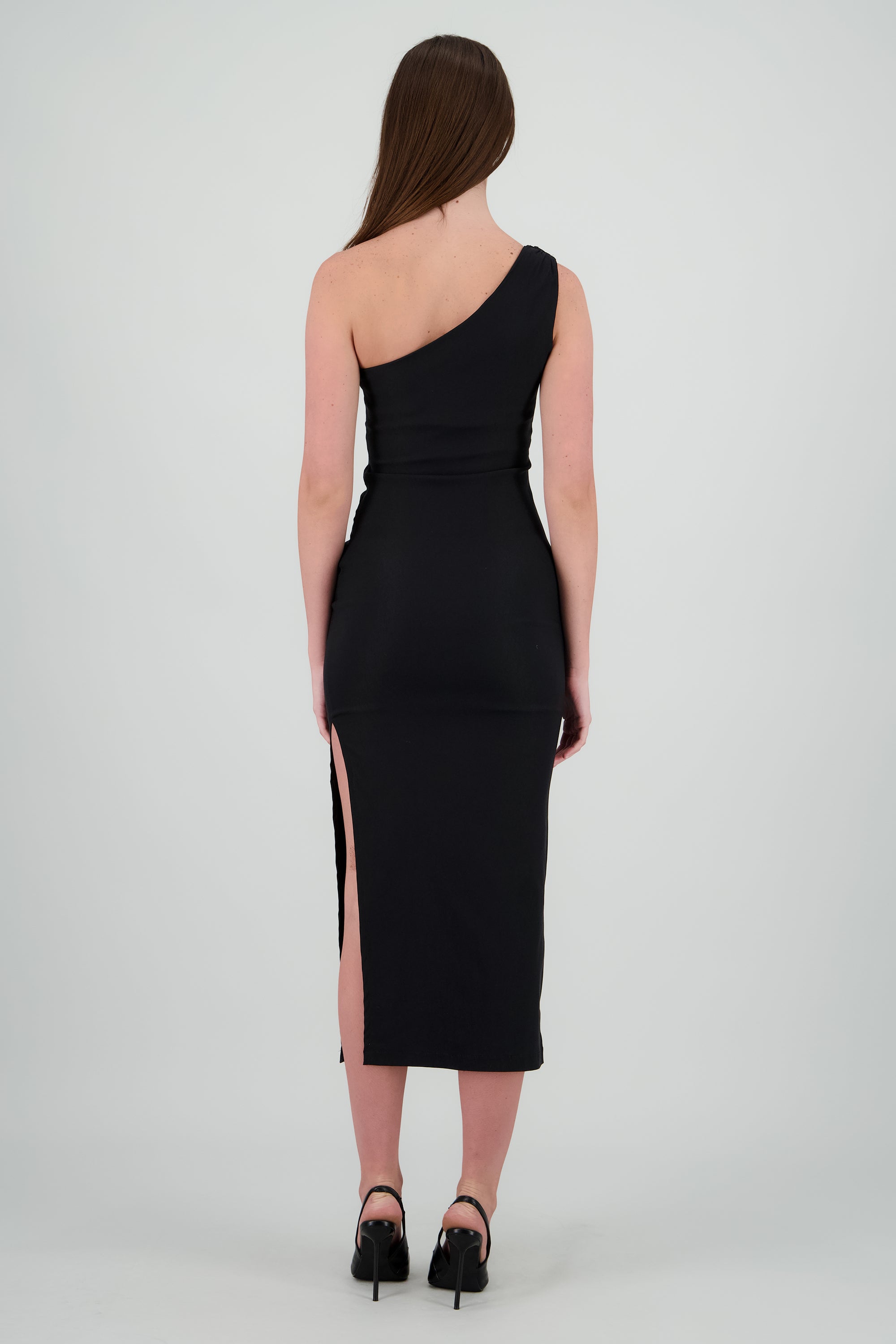 Vestido maxi corte asimetrico NEGRO