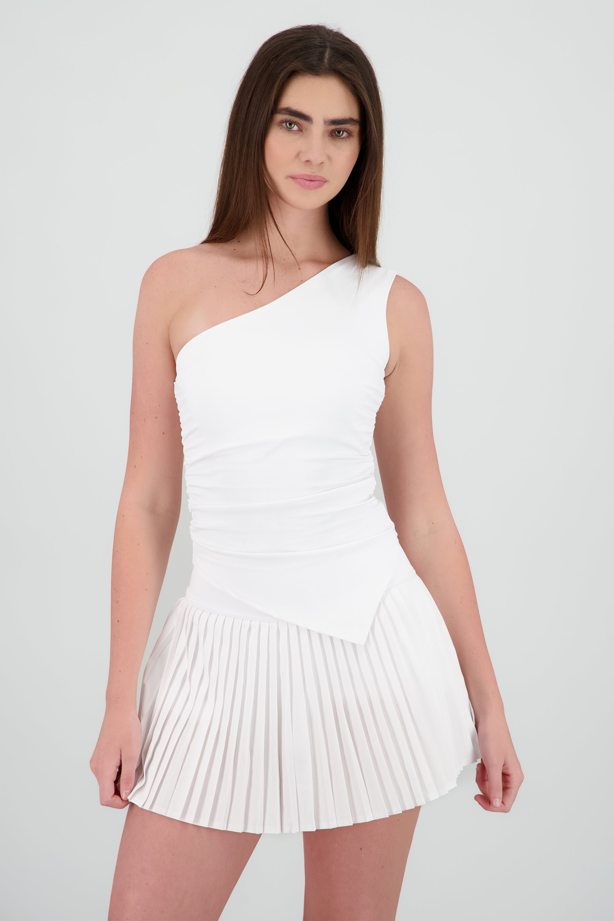 Top un hombro frunce en costados BLANCO