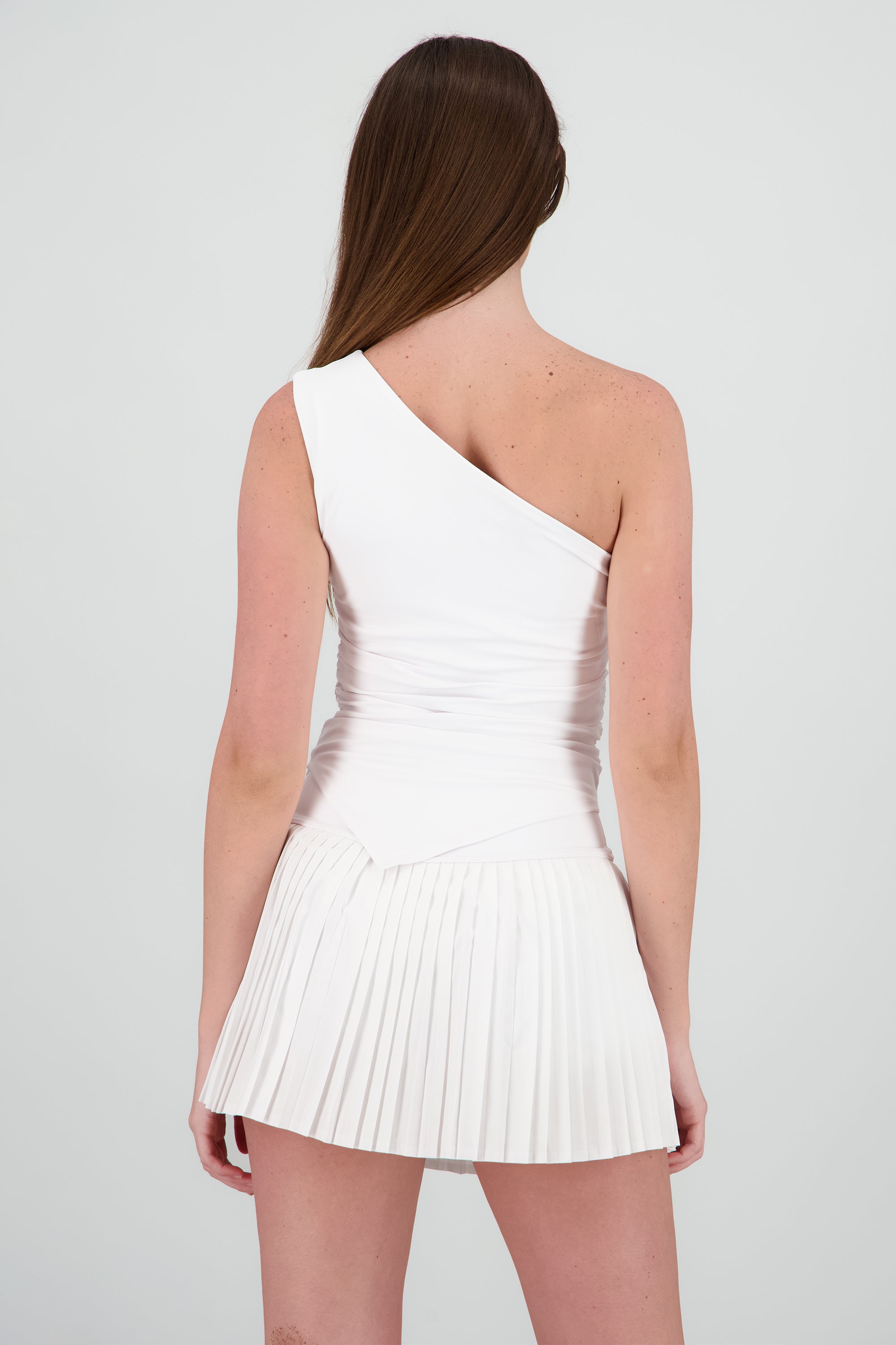 Top un hombro frunce en costados BLANCO