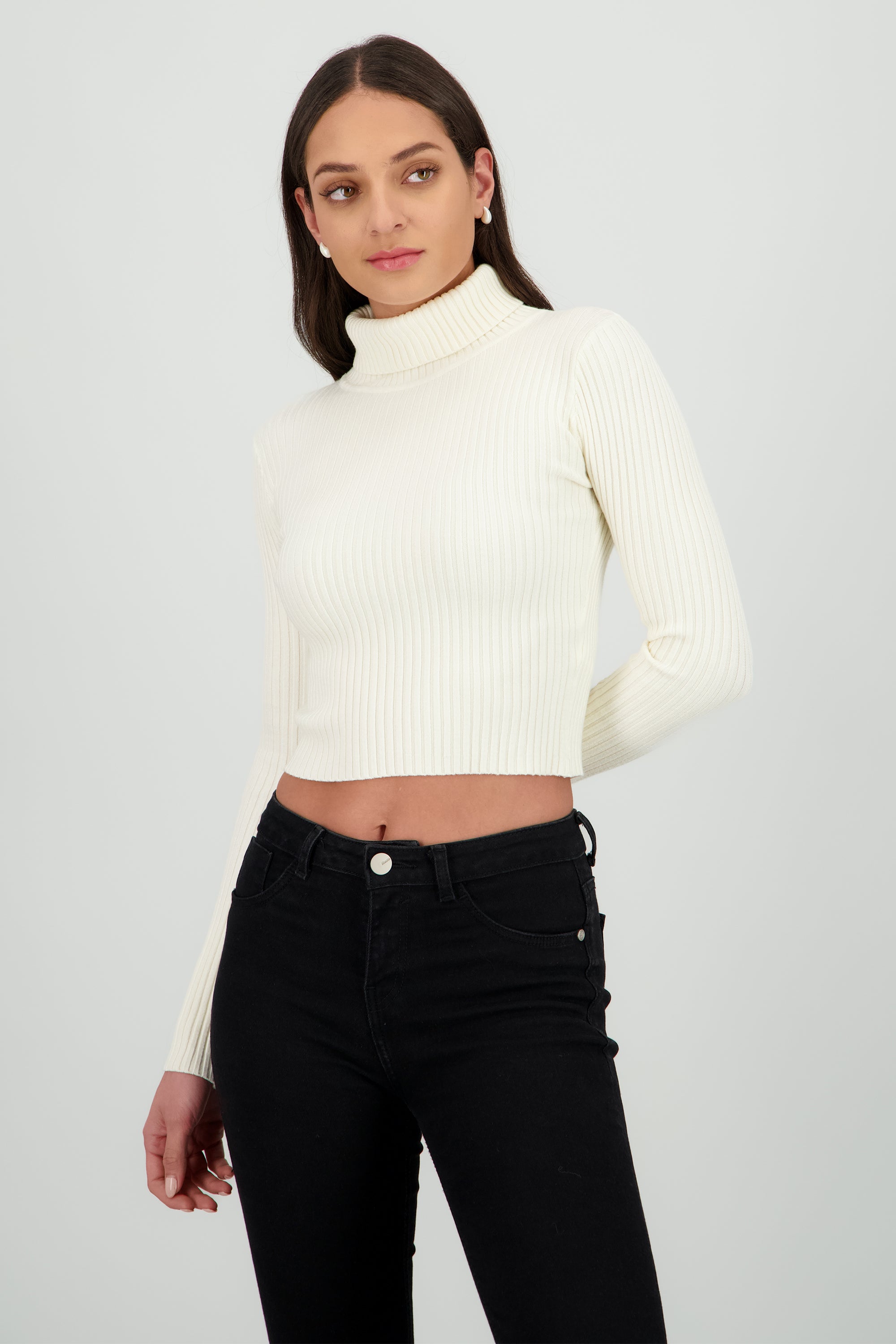 Sueter liso cuello alto BLANCO