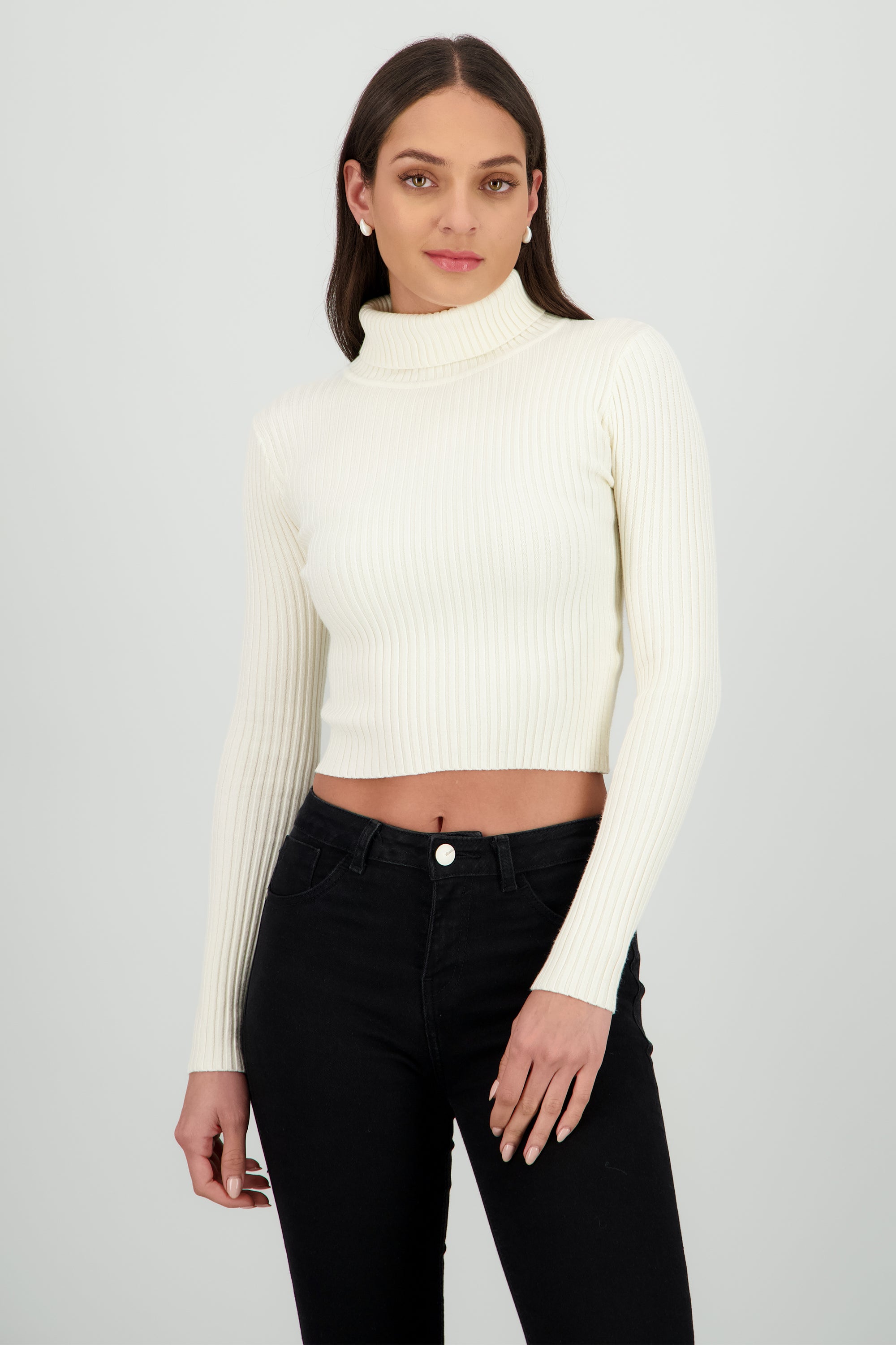Sueter liso cuello alto BLANCO