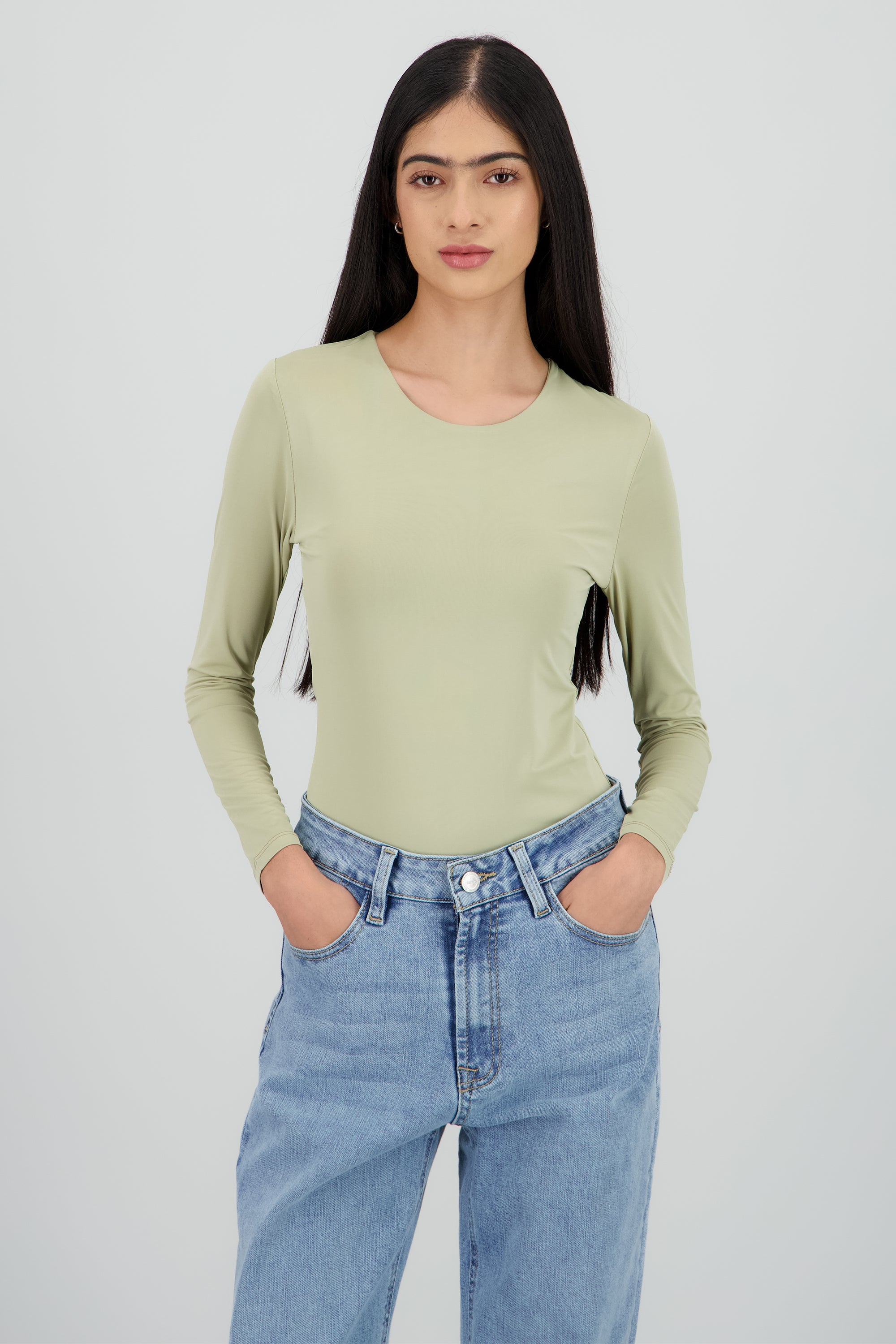 Bodysuit liso manga larga cuello redondo SAGE