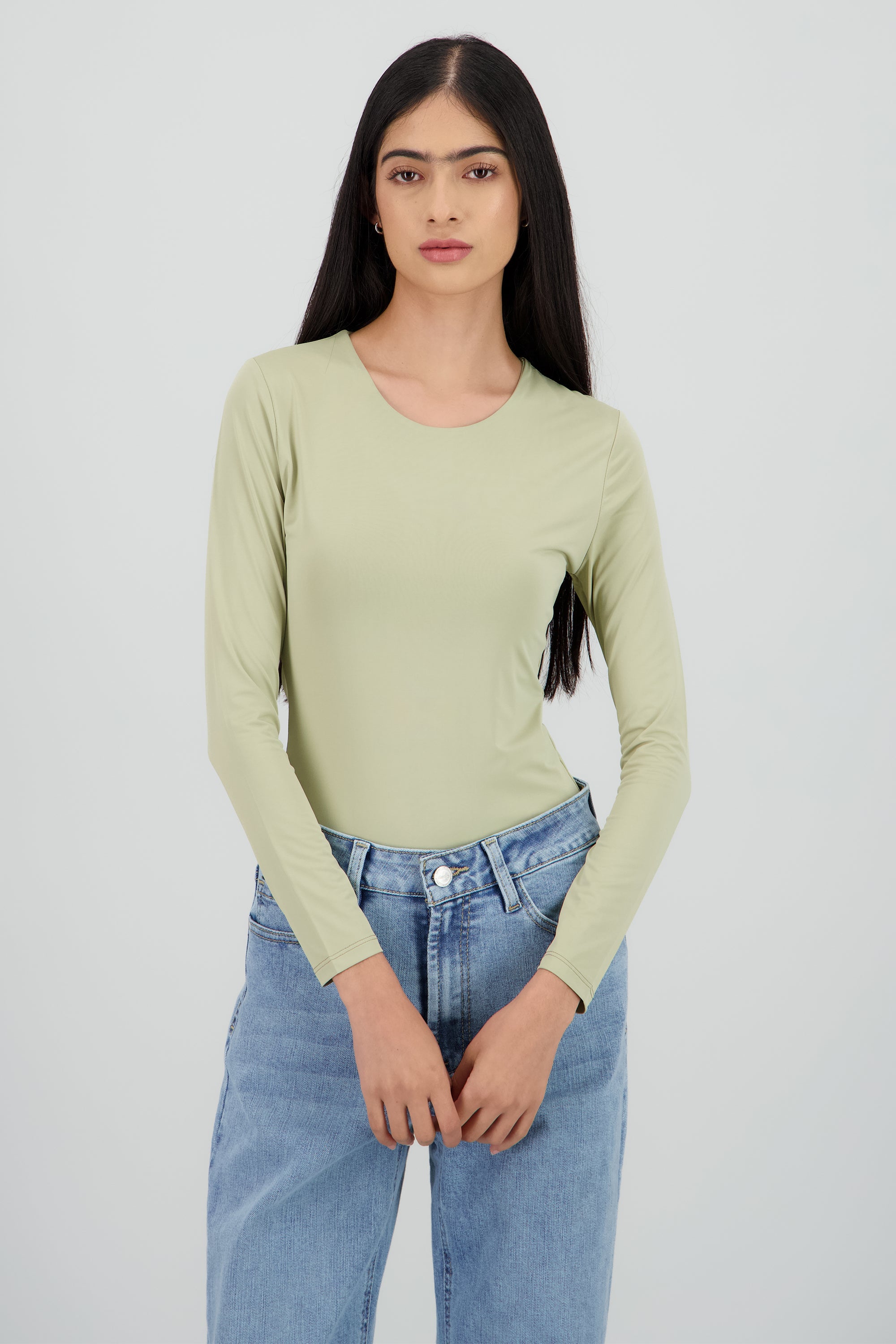 Bodysuit liso manga larga cuello redondo SAGE