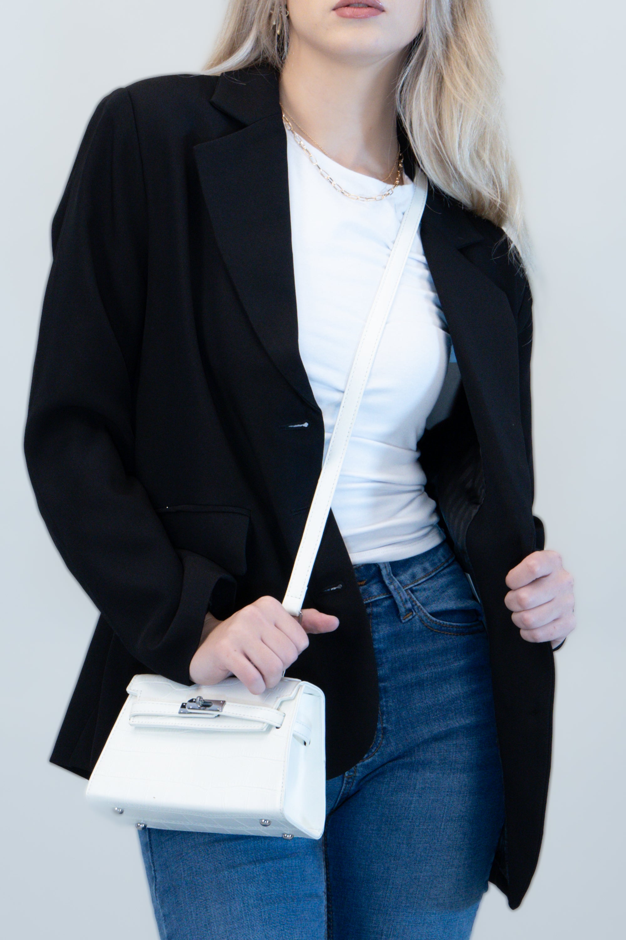 Abrigo maxi con estampado de cuadros GRIS COMBO